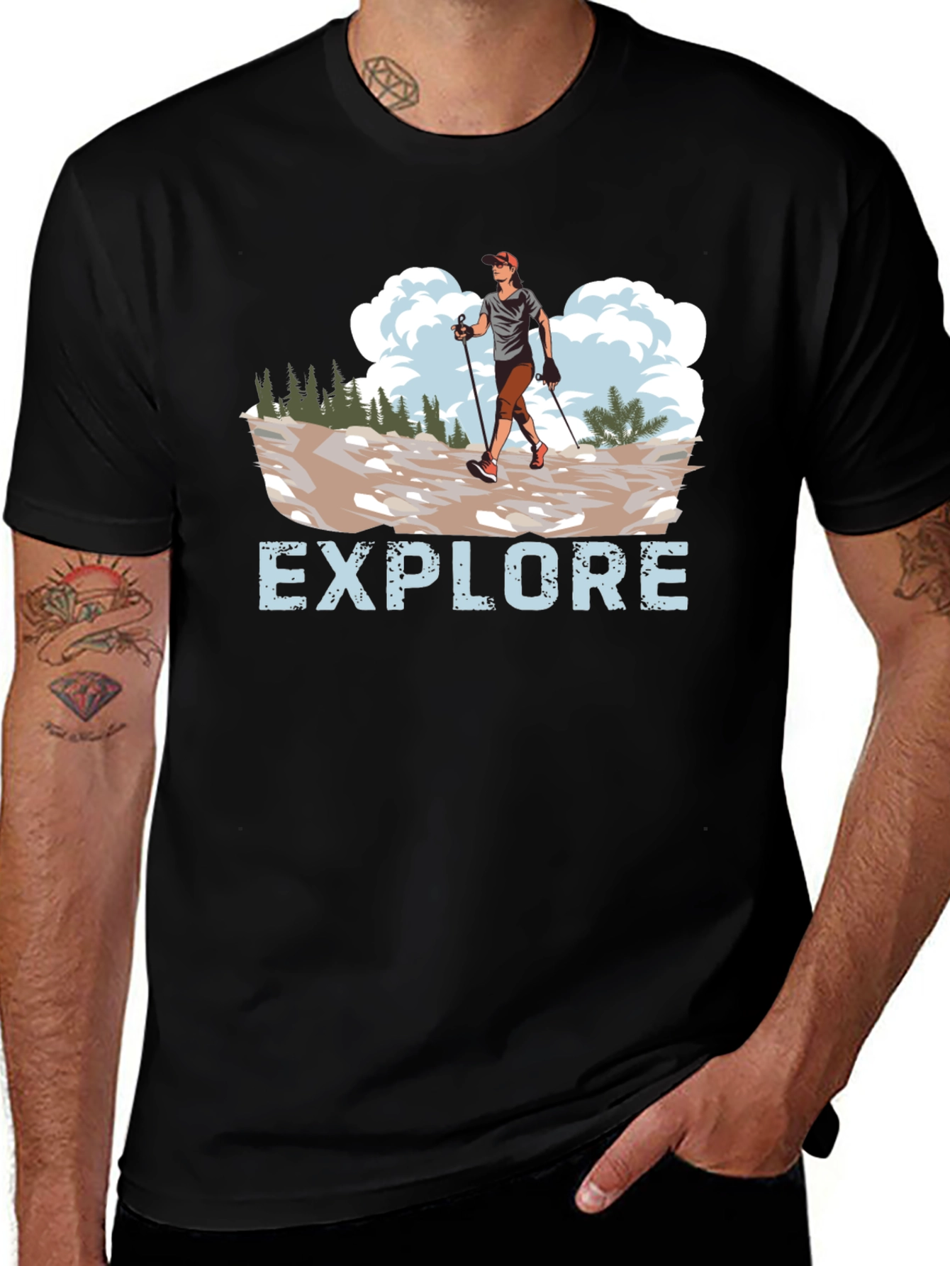 Variant 22 of Explore Hiking T-Shirt - Adventure Awaits