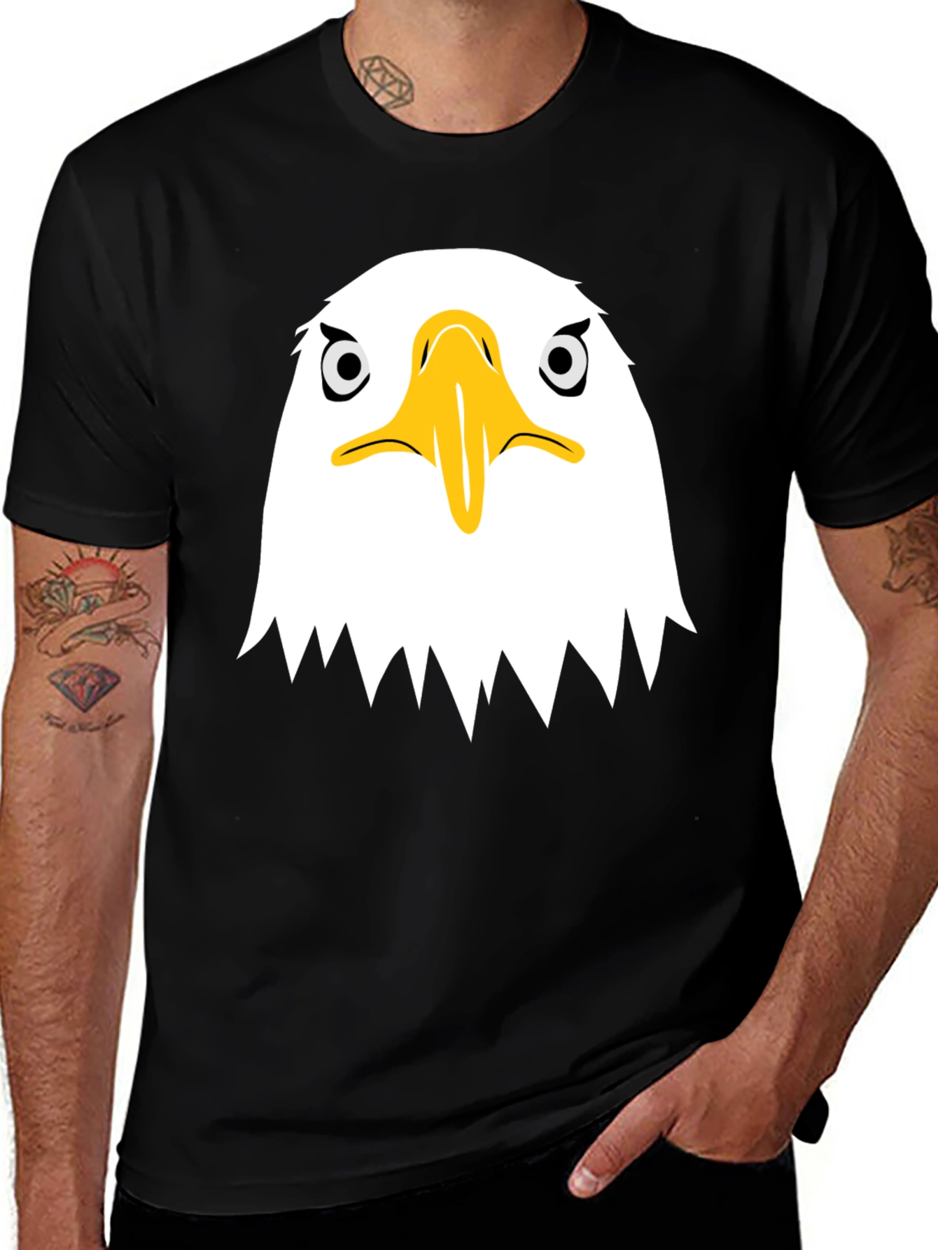 Variant 17 of Eagle Head Graphic Black T-Shirt