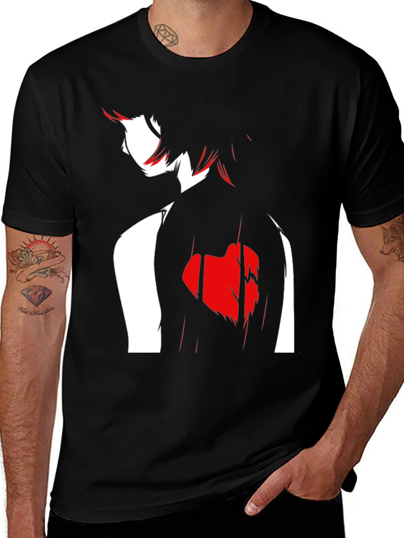 Anime-Inspired Graphic Tee - Black