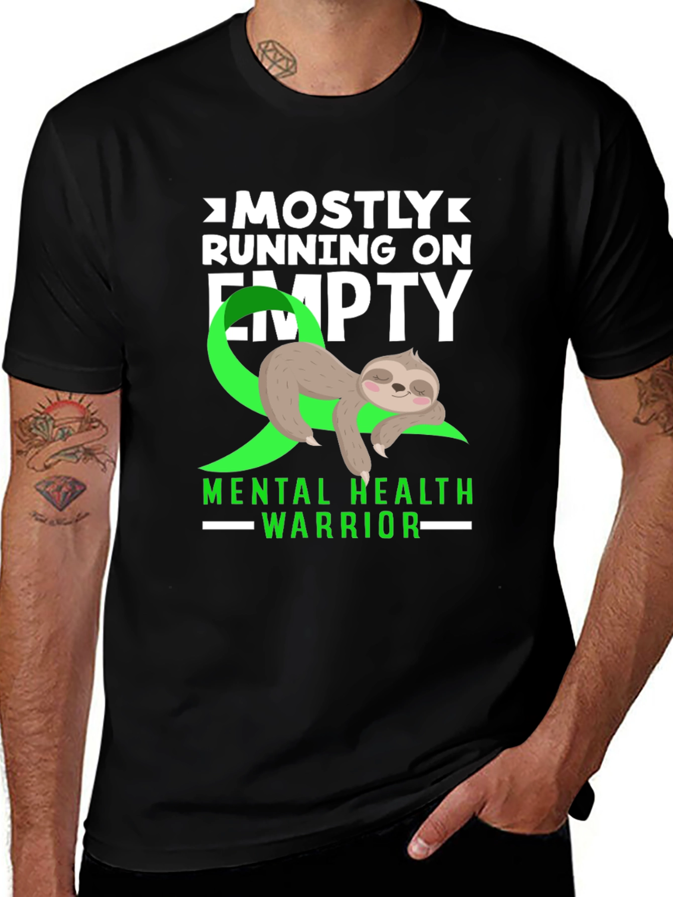 Black Mental Health Warrior Sloth T-Shirt main image
