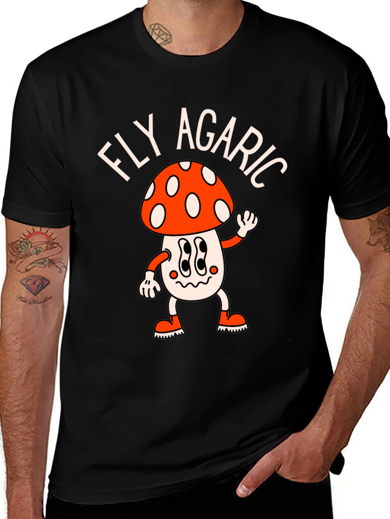 Variant 13 of Fly Agaric Mushroom T-Shirt - Funky Retro Style