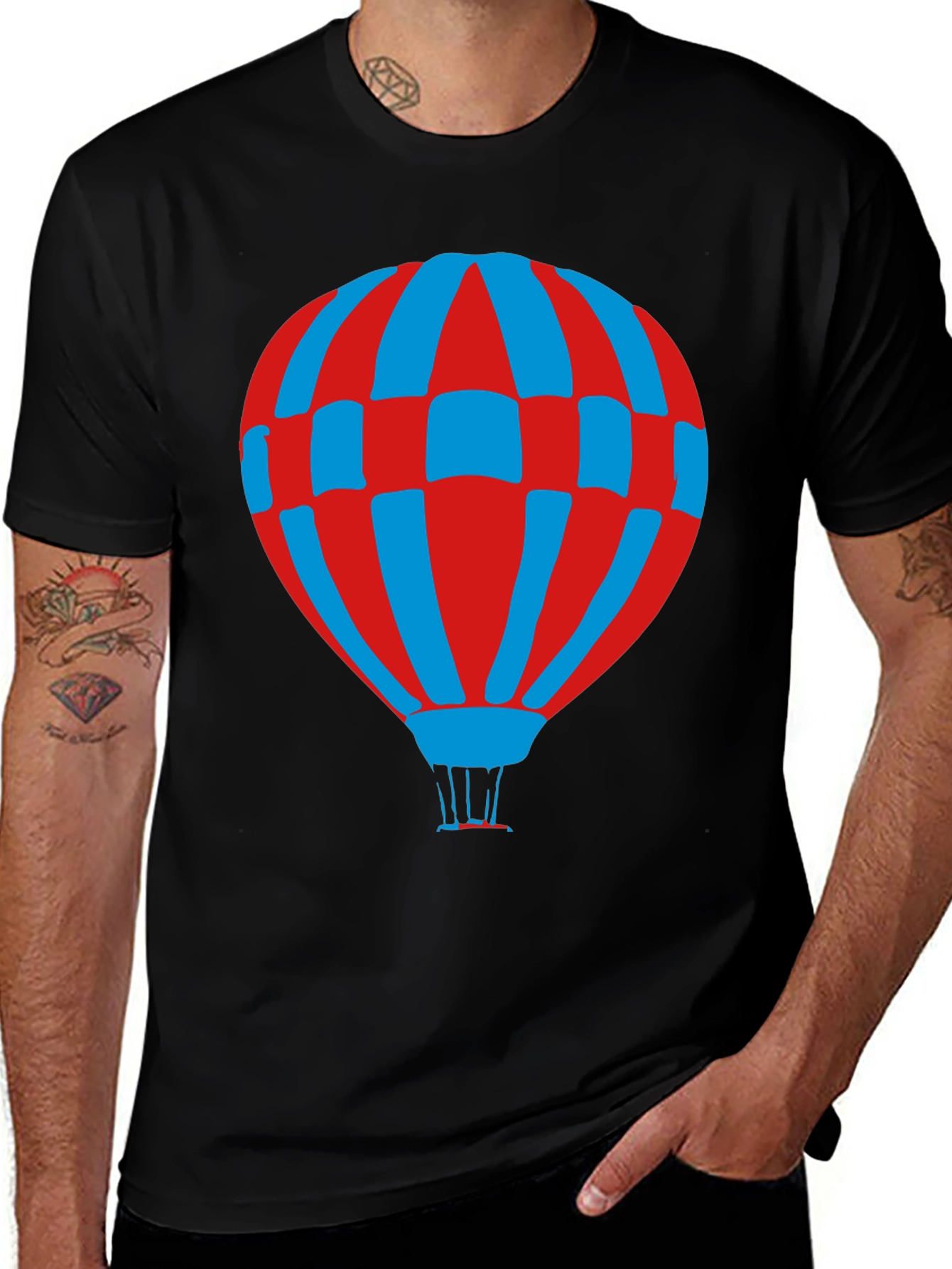 Variant 24 of Retro Hot Air Balloon Graphic Tee - Black