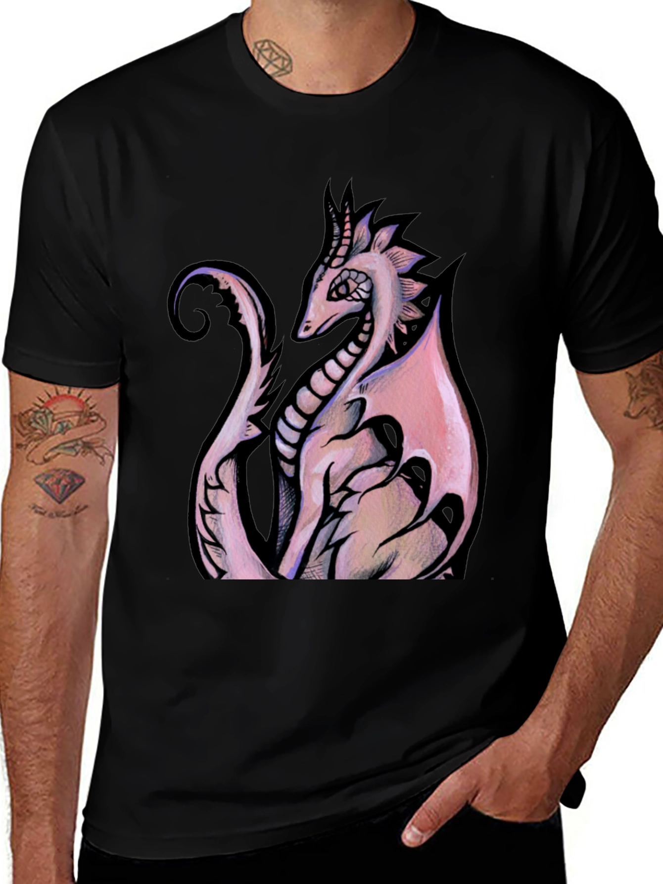 Variant 3 of Dragon Graphic Print Black T-Shirt