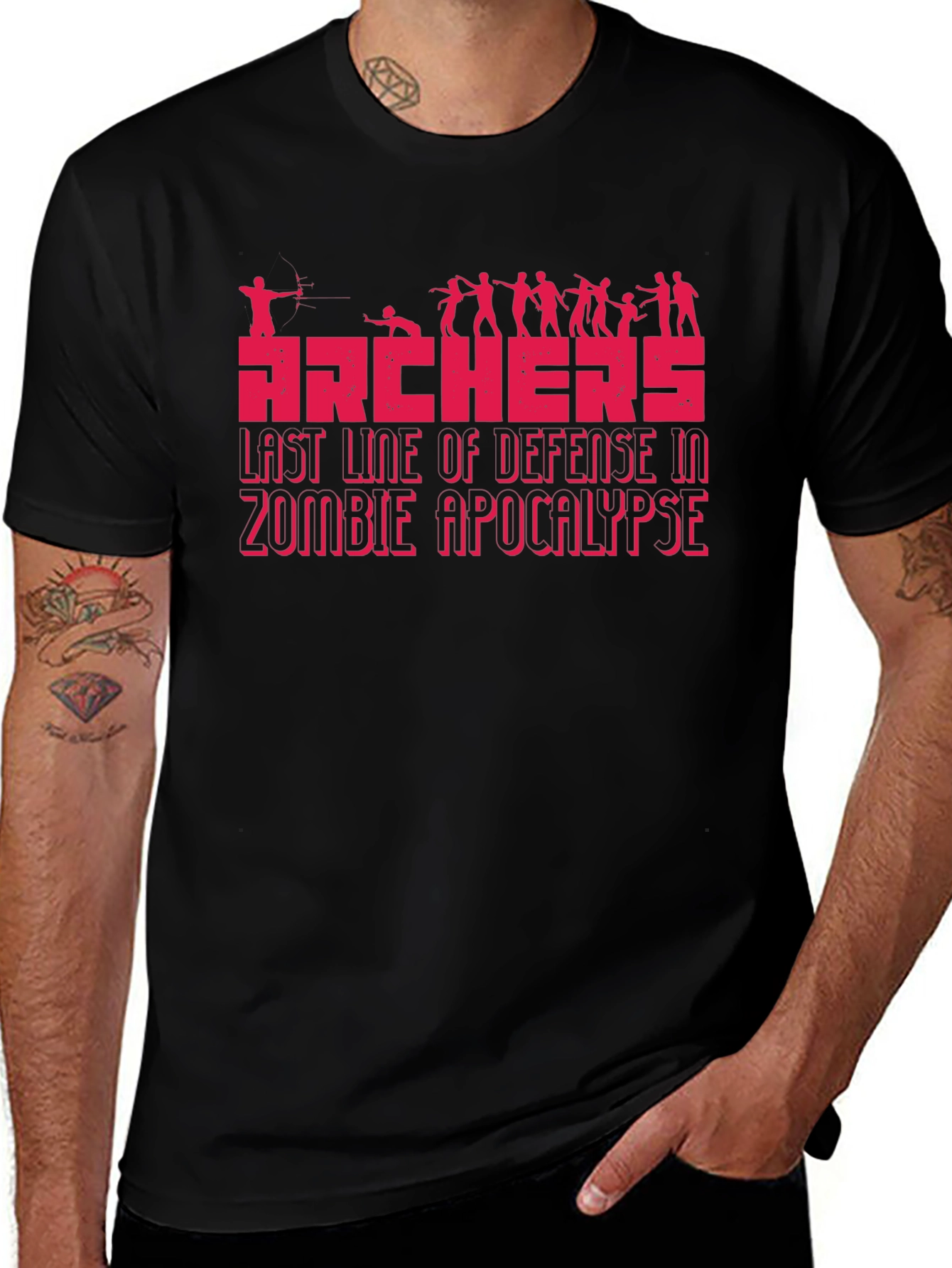Variant 10 of Archers Last Line of Defense Zombie Apocalypse T-Shirt