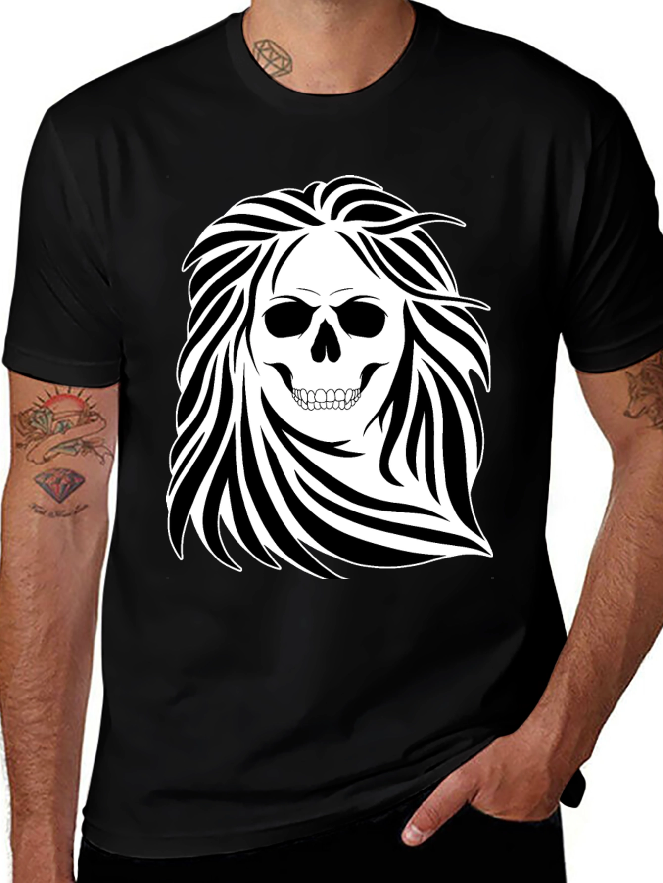 Variant 28 of Skull Graphic Black Tee - Edgy & Stylish Men's T-Shirt