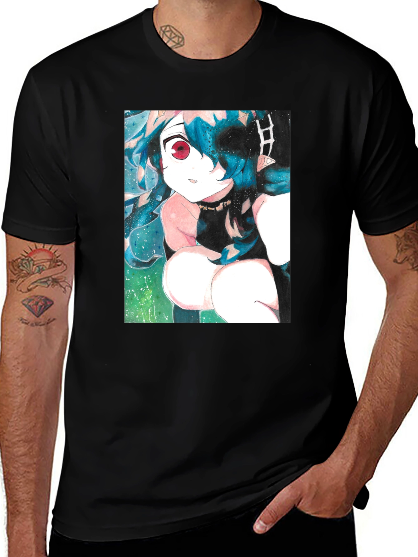 Variant 17 of Anime Girl Graphic Black T-Shirt