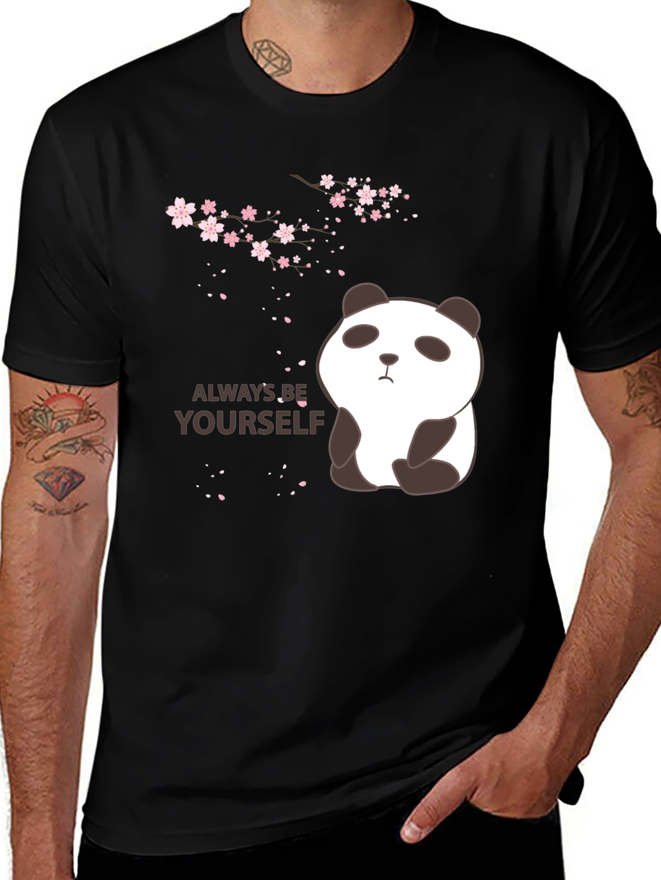 Variant 2 of Panda Cherry Blossom Graphic T-Shirt - Always Be Yourself
