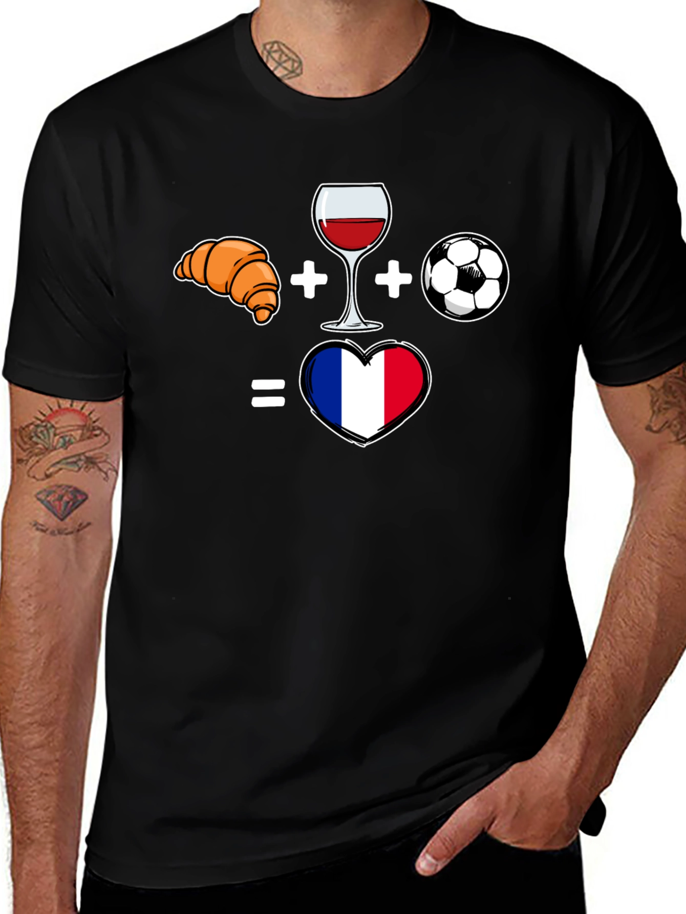 France Love T-Shirt - Croissant Wine Soccer