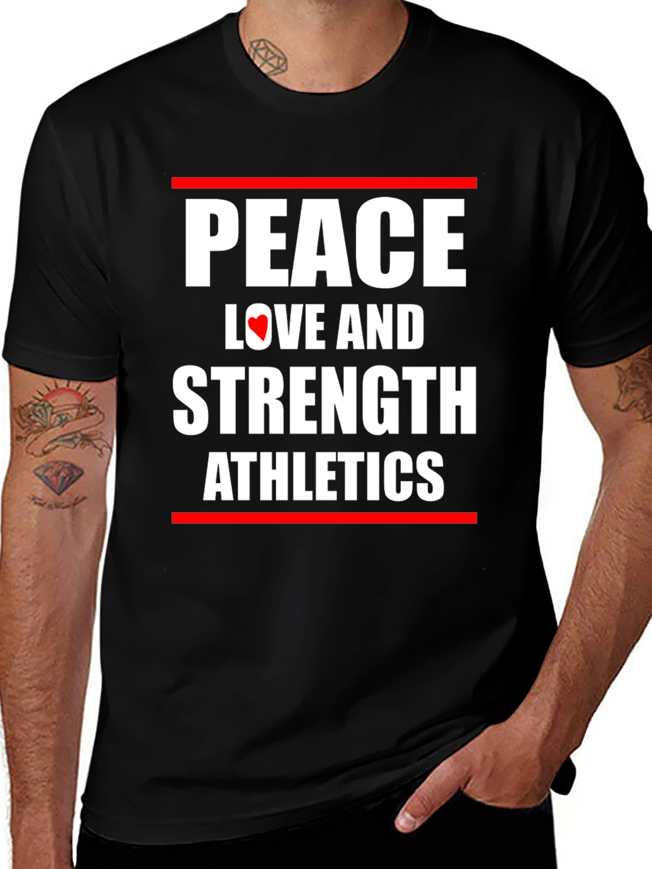 Peace Love Strength Athletes Black T-Shirt