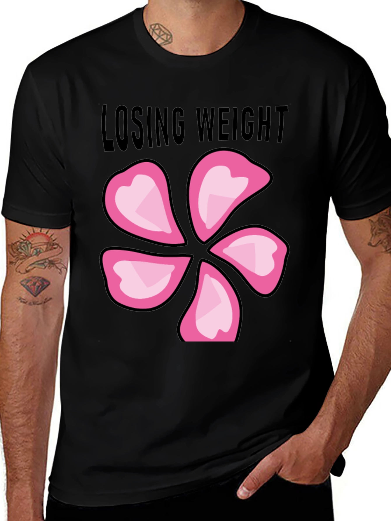 Black Losing Weight Flower T-Shirt - Black main image