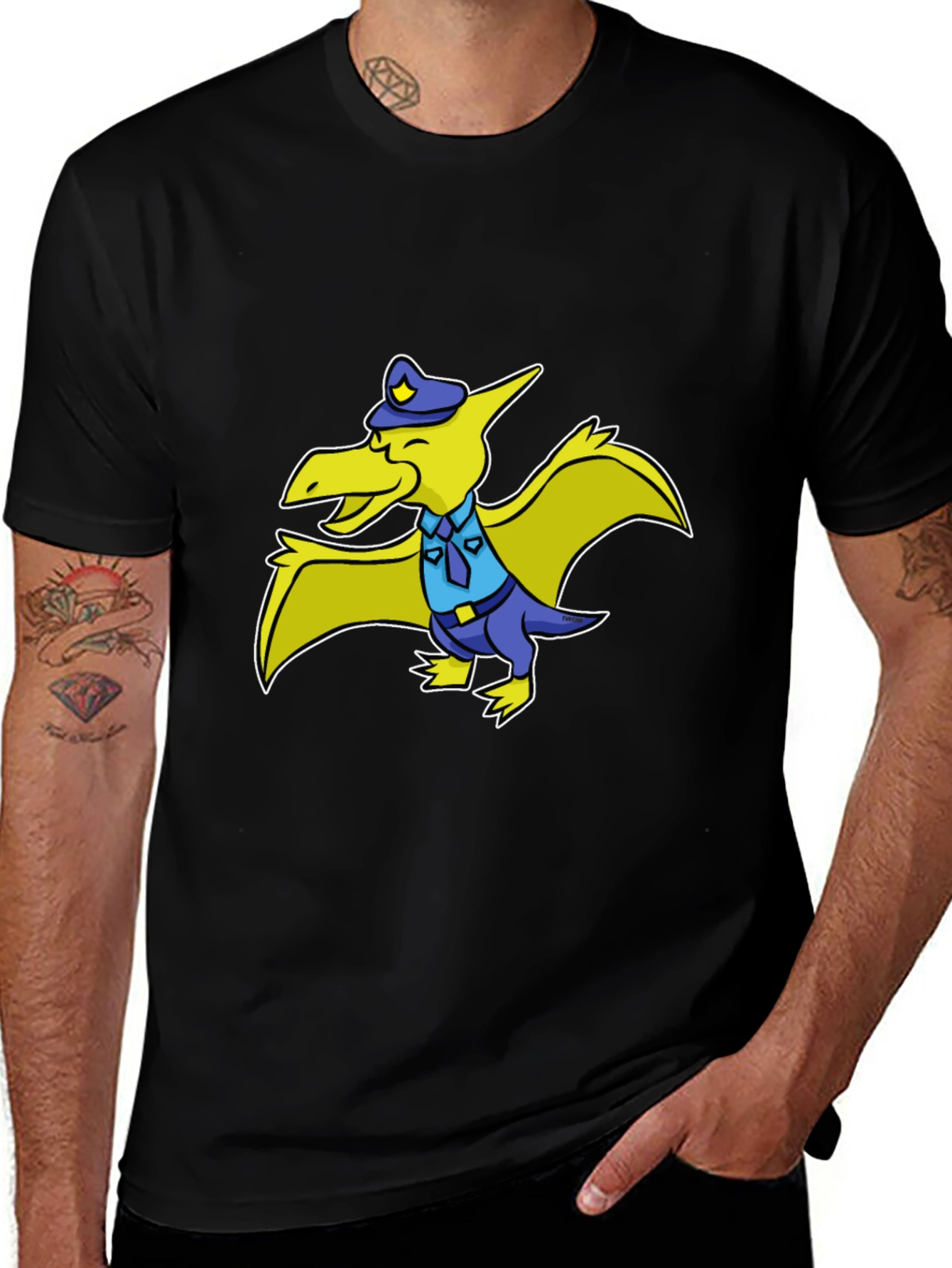 Variant 5 of Police Pterodactyl T-Shirt - Funny Cartoon Dino Tee