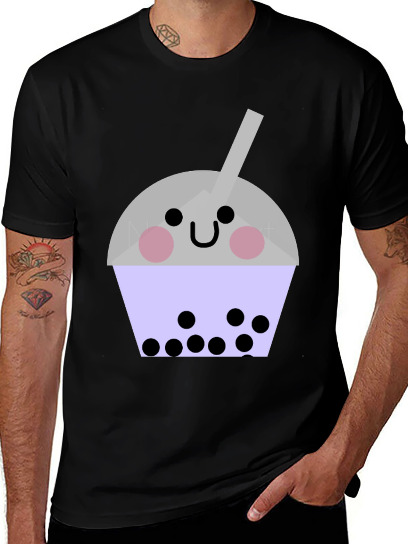 Variant 3 of Cute Bubble Tea Graphic T-Shirt - Unisex Black Tee