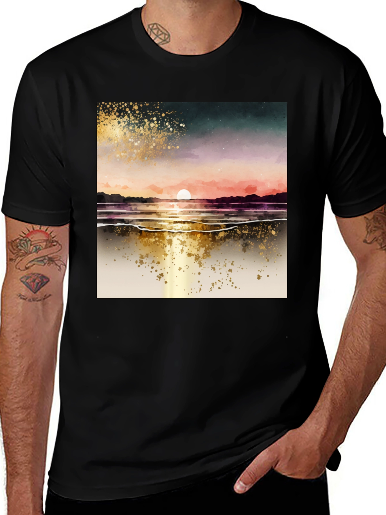 Variant 29 of Sunset Beach T-Shirt - Artistic Graphic Tee