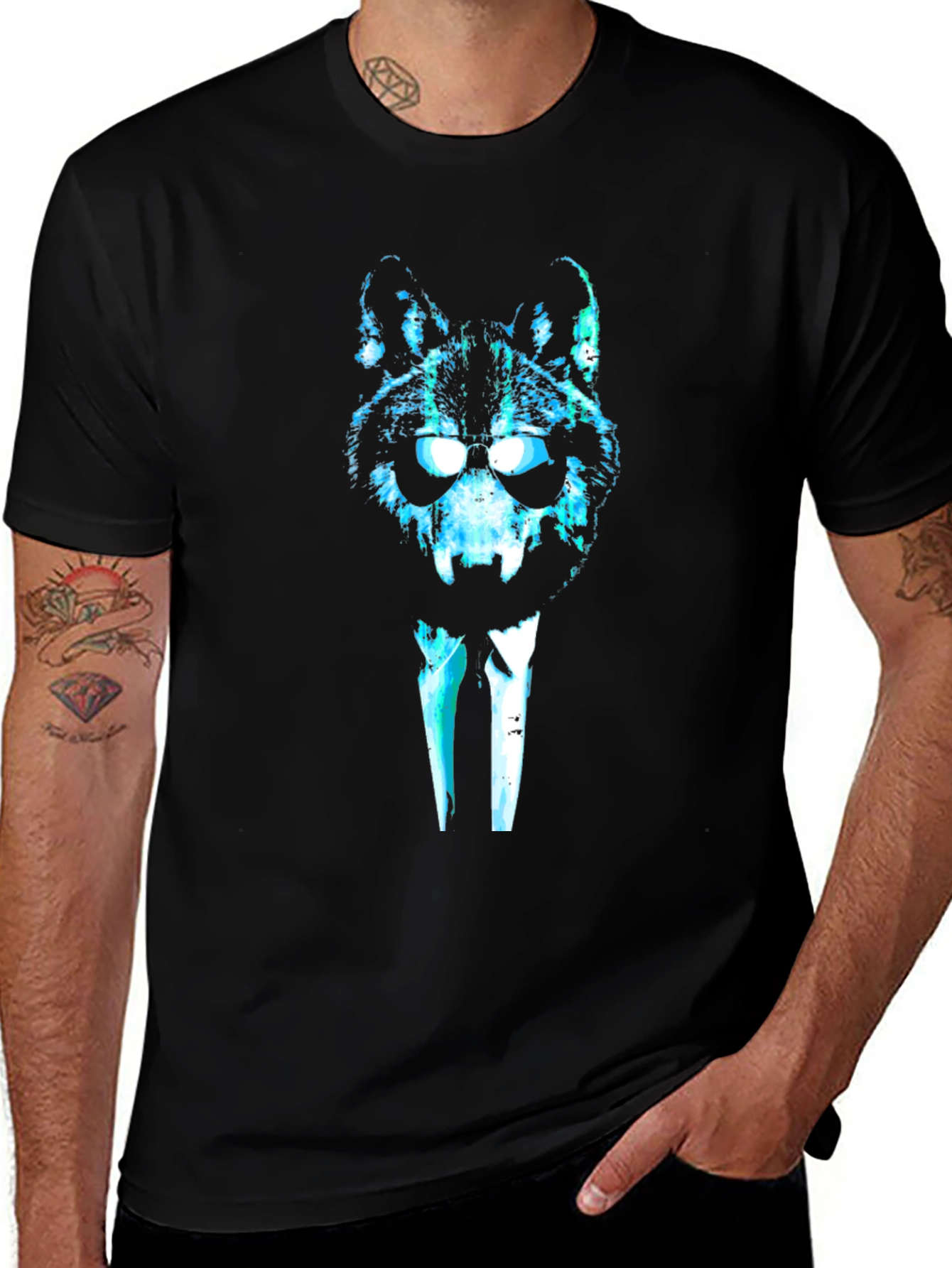 Variant 27 of Wolf in Suit Graphic Tee - Unique Animal Design