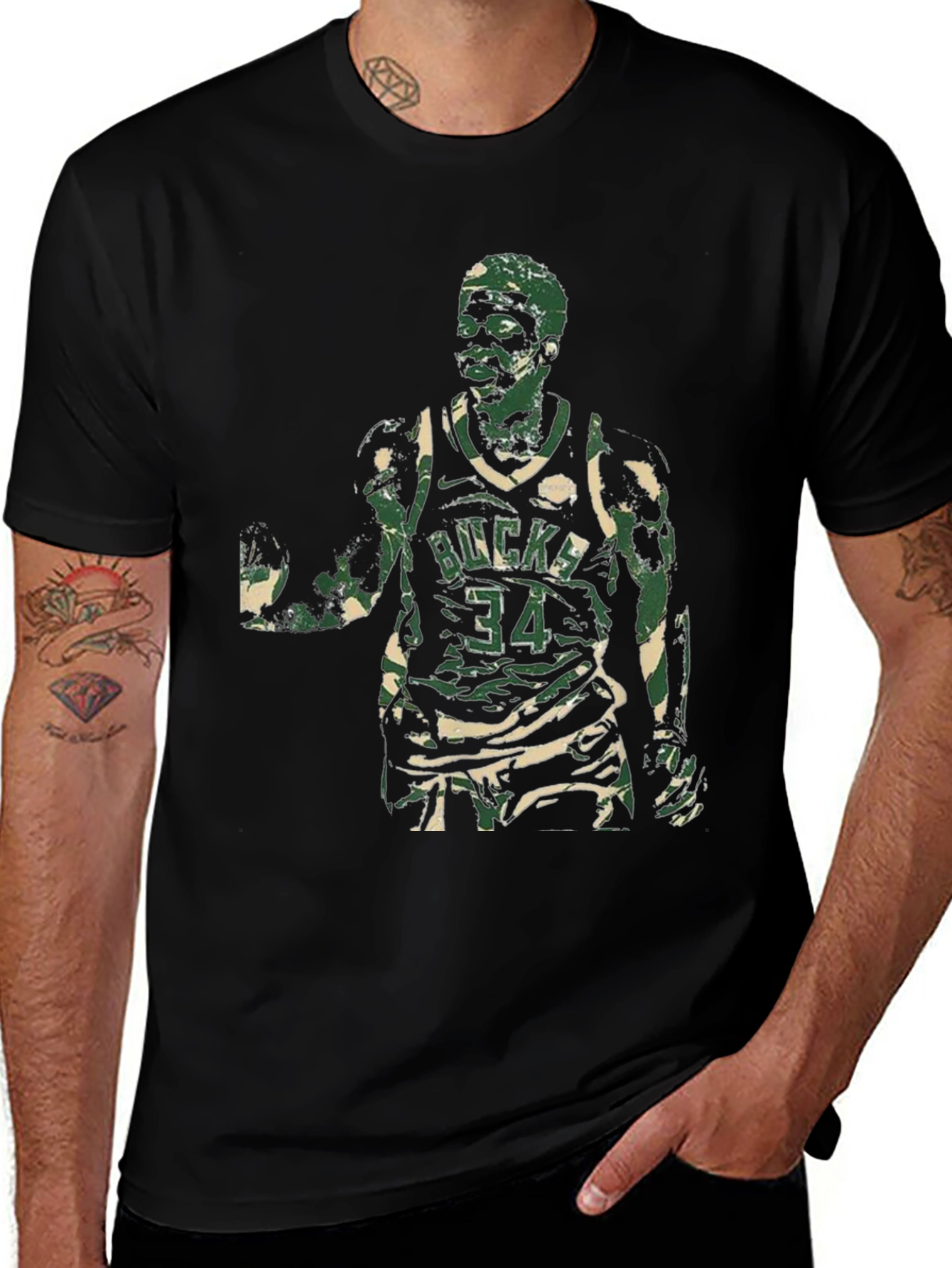 Bucks 34 Camo Print Black T-Shirt