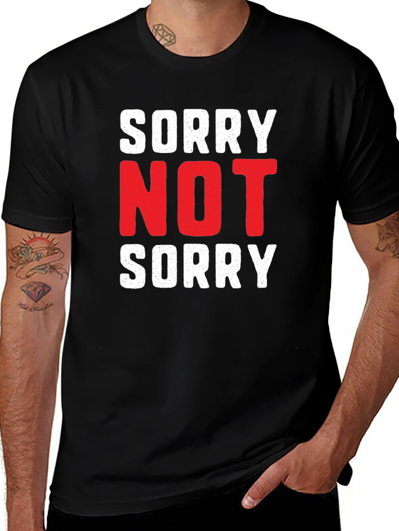Variant 8 of Sorry Not Sorry Graphic Tee - Black Cotton T-Shirt