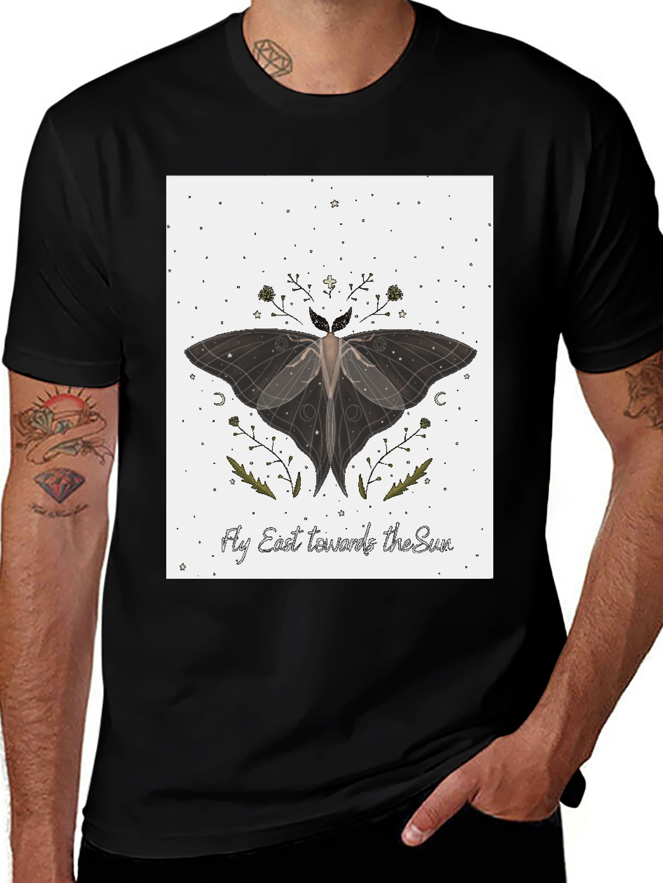 Moth & Stars Graphic T-Shirt - Fly East