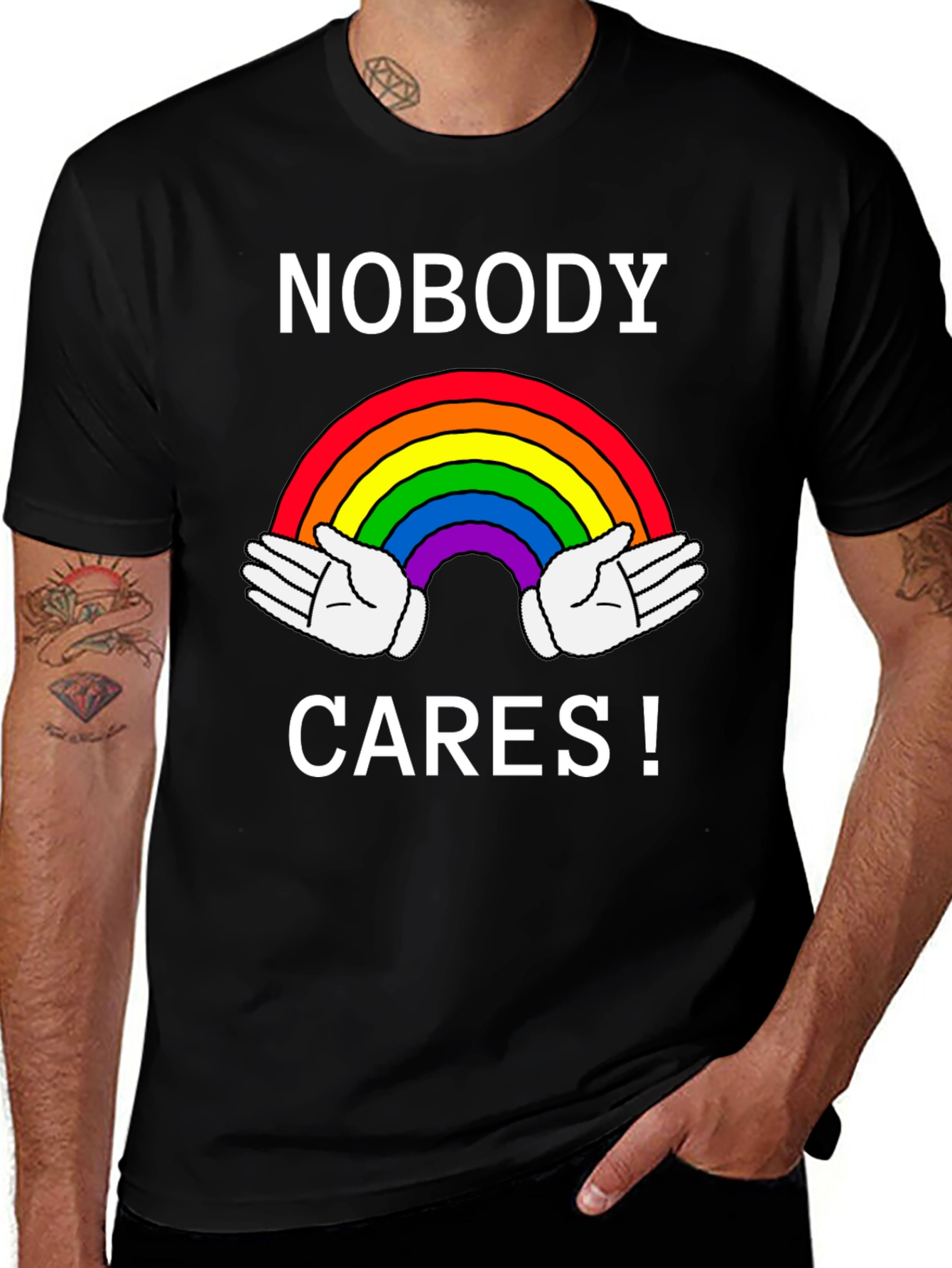Variant 9 of Nobody Cares Rainbow Graphic Tee