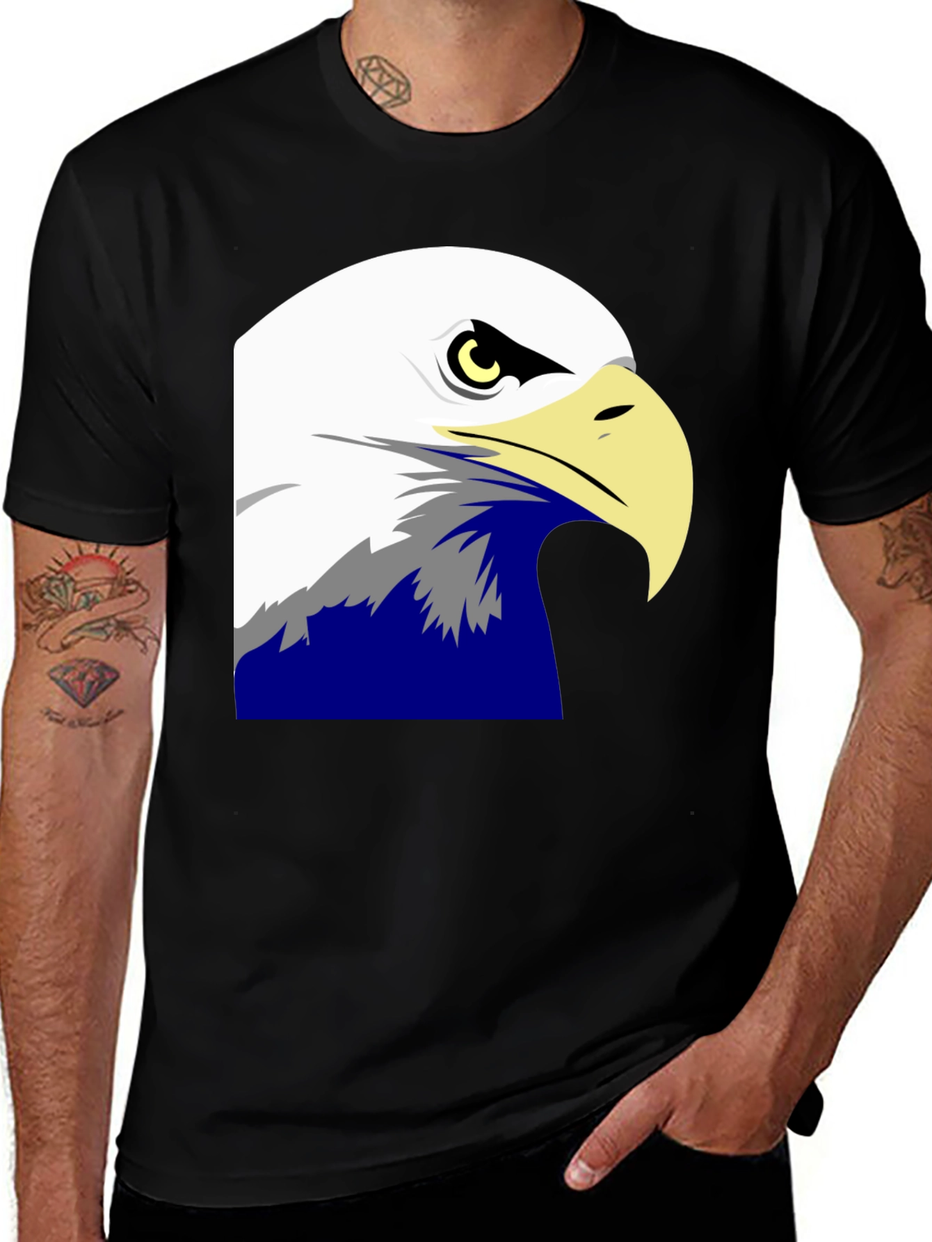 Variant 7 of Eagle Graphic Tee - Patriotic Design, Black Cotton Shirt