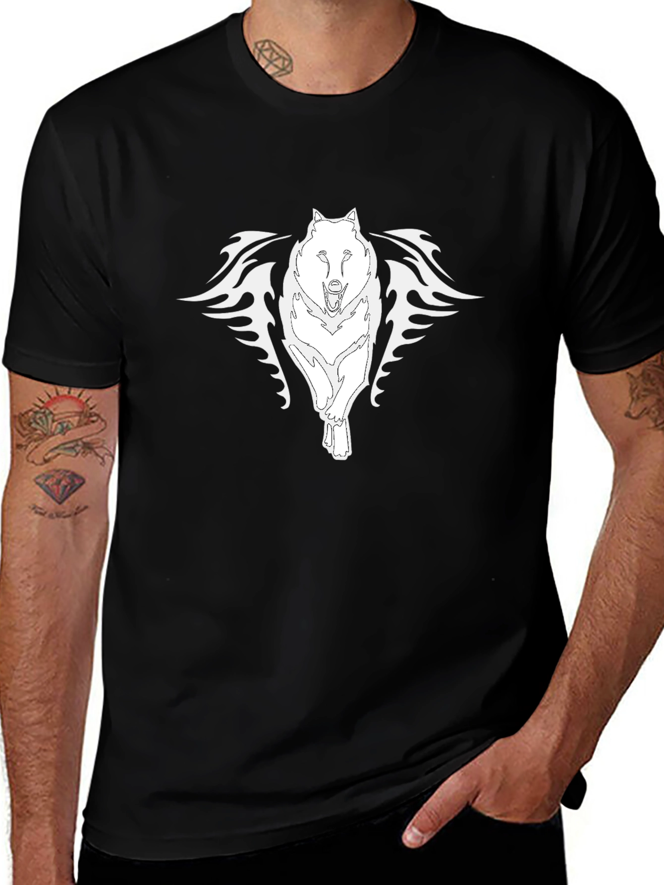 Variant 10 of Black Wolf Graphic Tee - Stylish Men's T-Shirt
