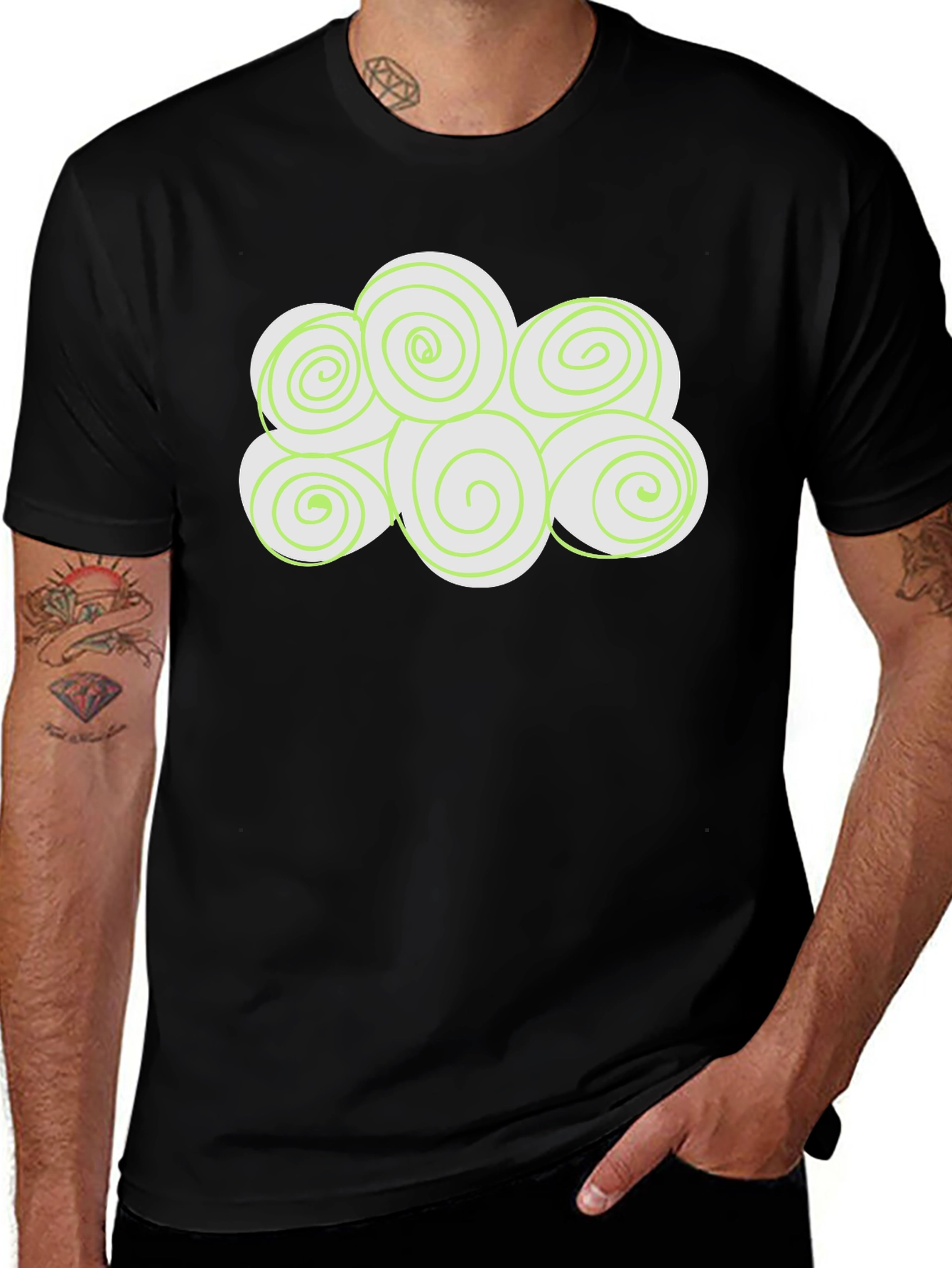 Variant 10 of Swirl Cloud Graphic Tee - Soft Black Cotton T-Shirt