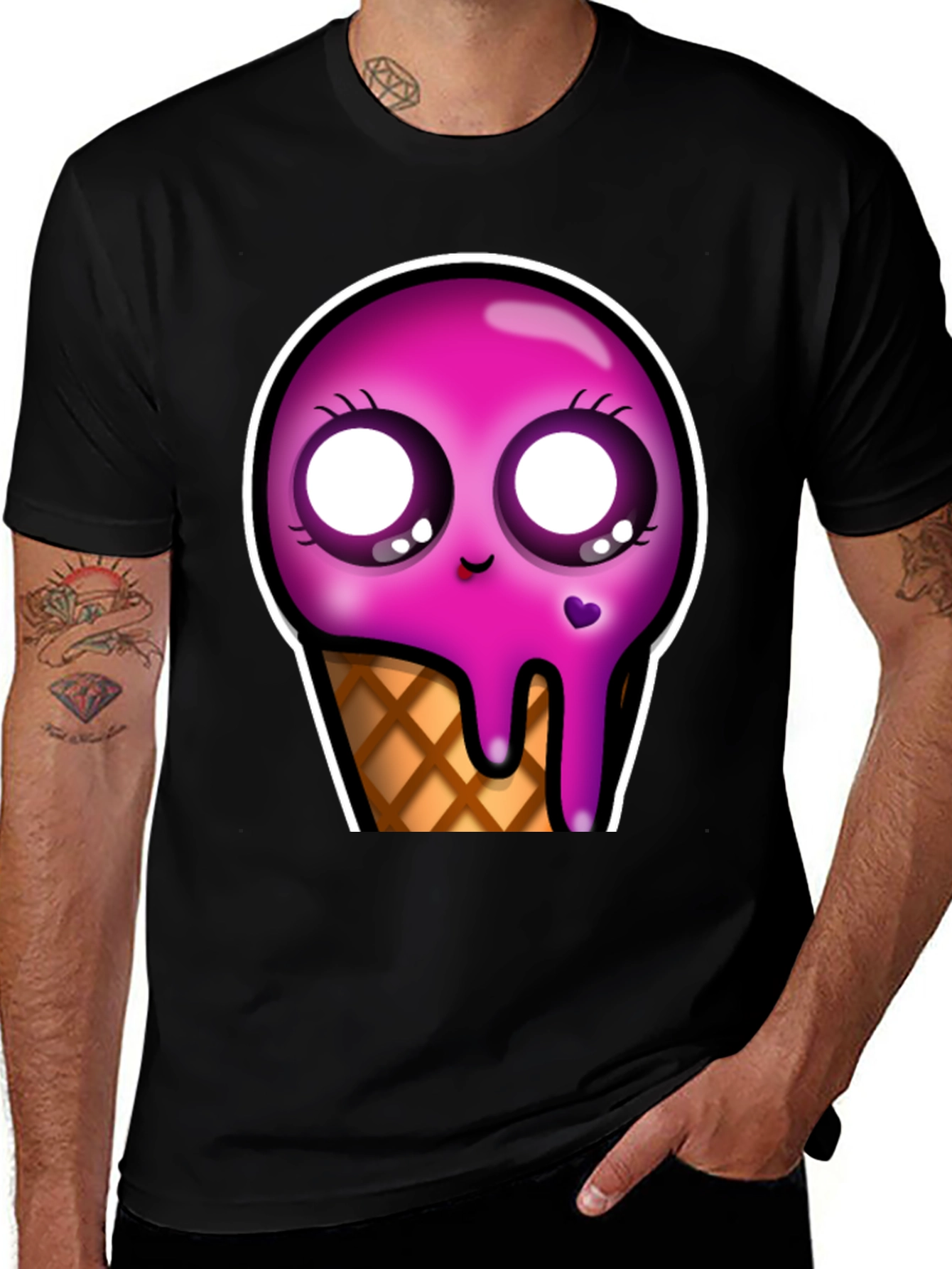 Variant 30 of Kawaii Ice Cream Cone Graphic Tee - Unique Design