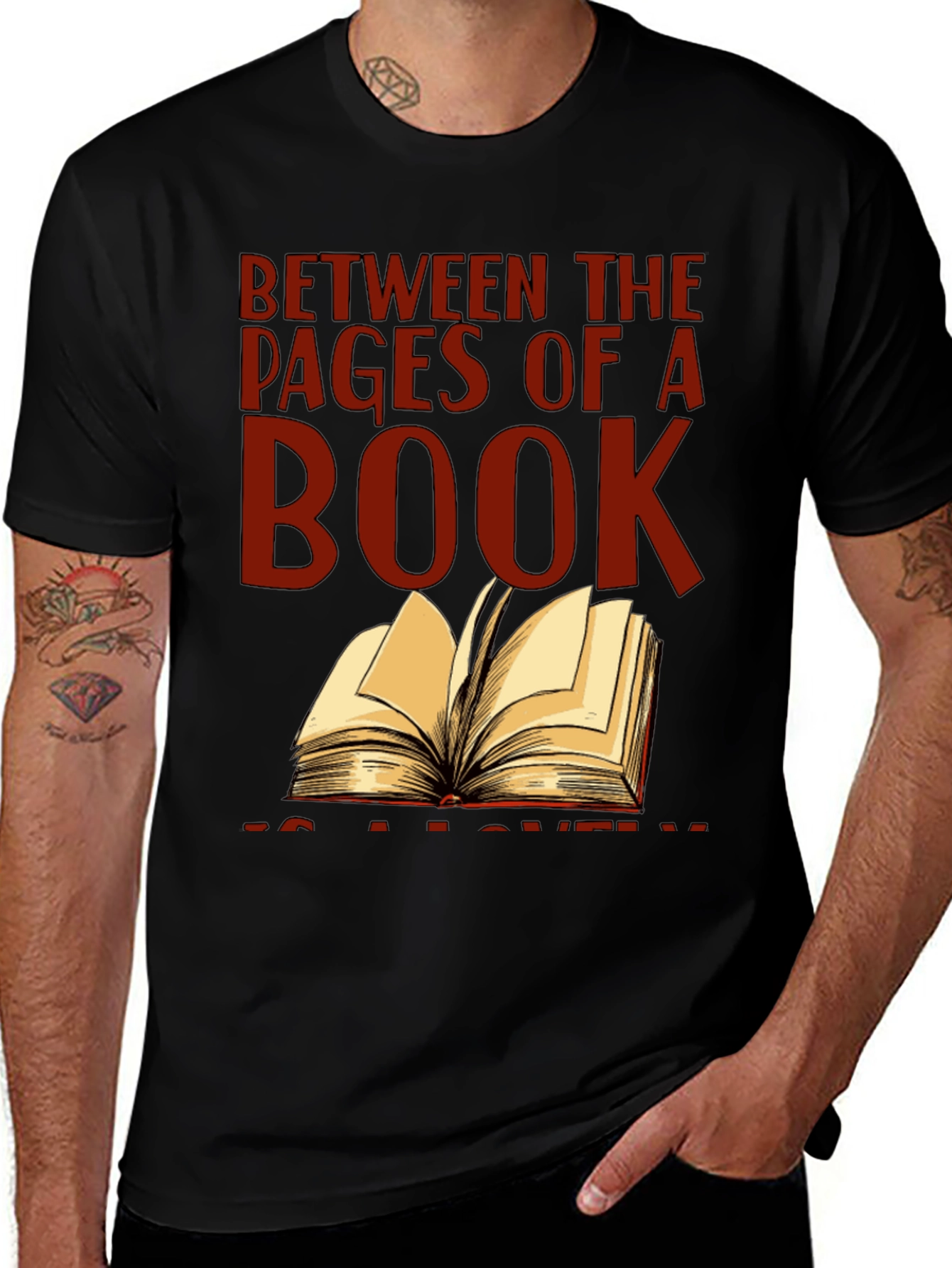 Black Bookworm T-Shirt: Between the Pages of a Book main image