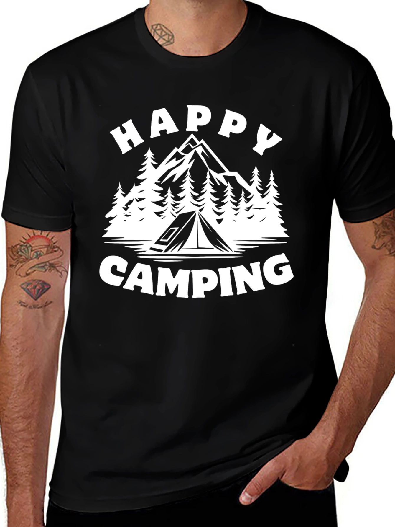 Variant 29 of Happy Camping T-Shirt - Black