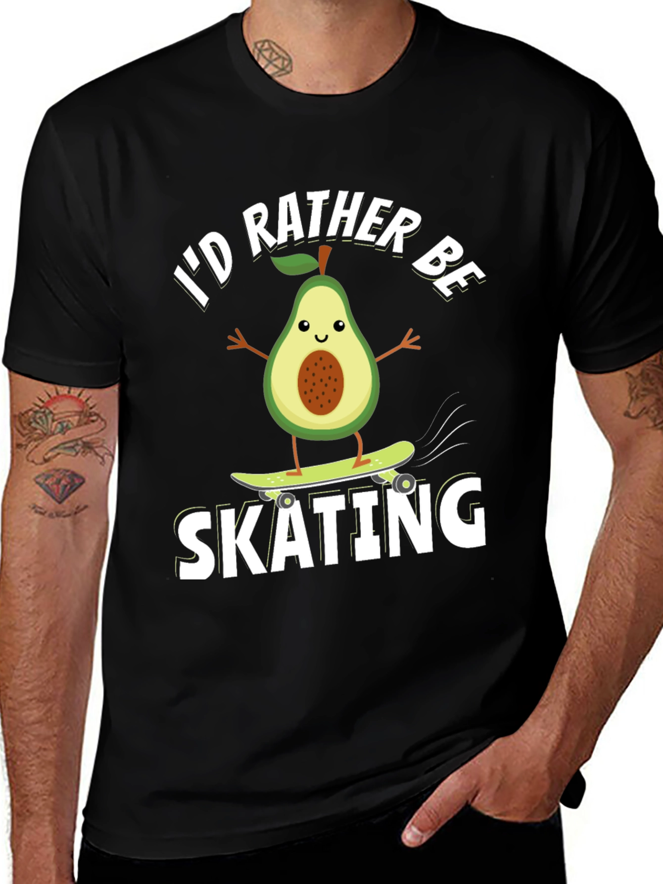 Variant 6 of Avocado Skating T-Shirt - Funny Fruit Skateboarder Tee
