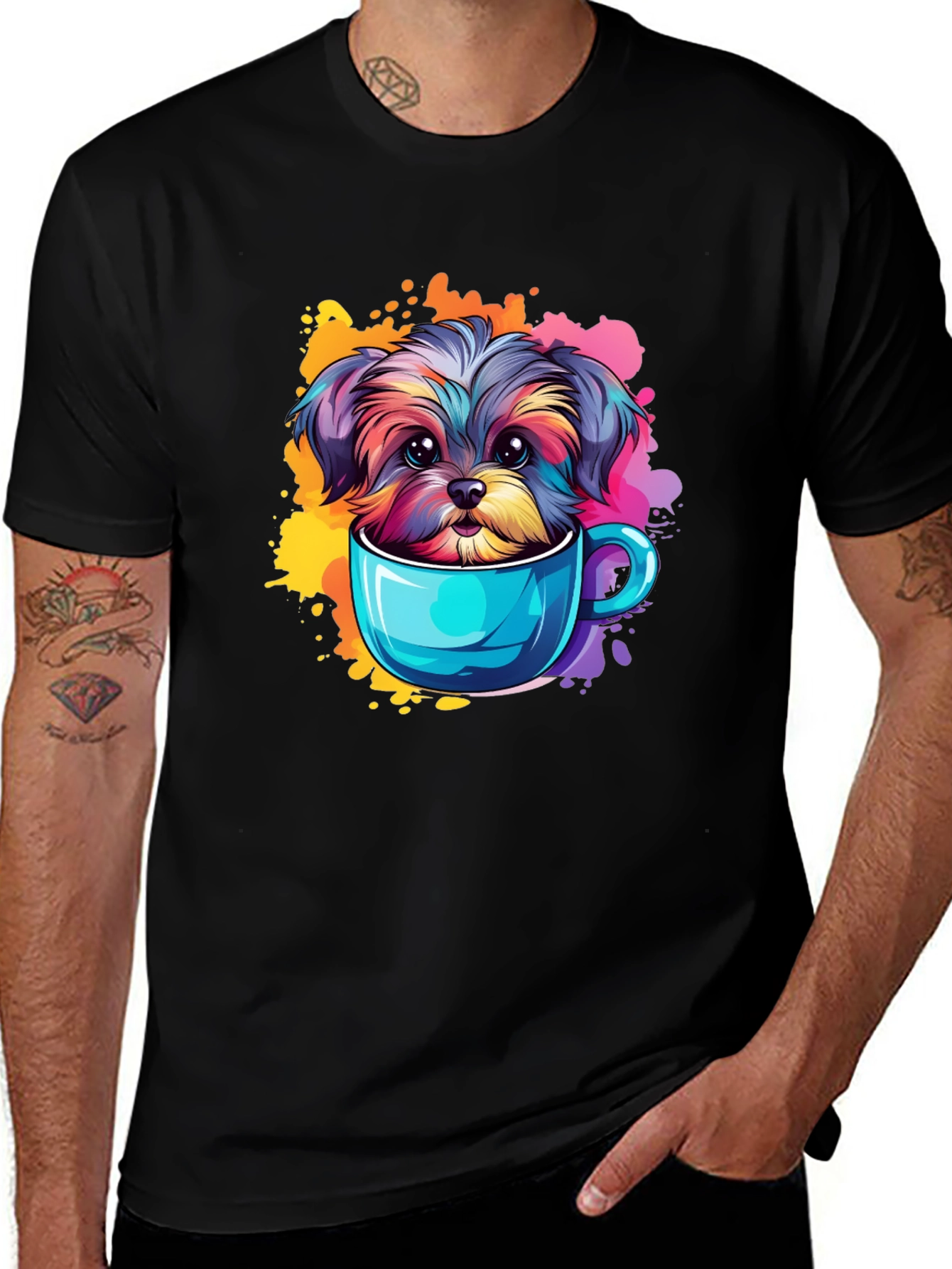Variant 5 of Dog in Cup T-Shirt - Cute Colorful Pet Tee