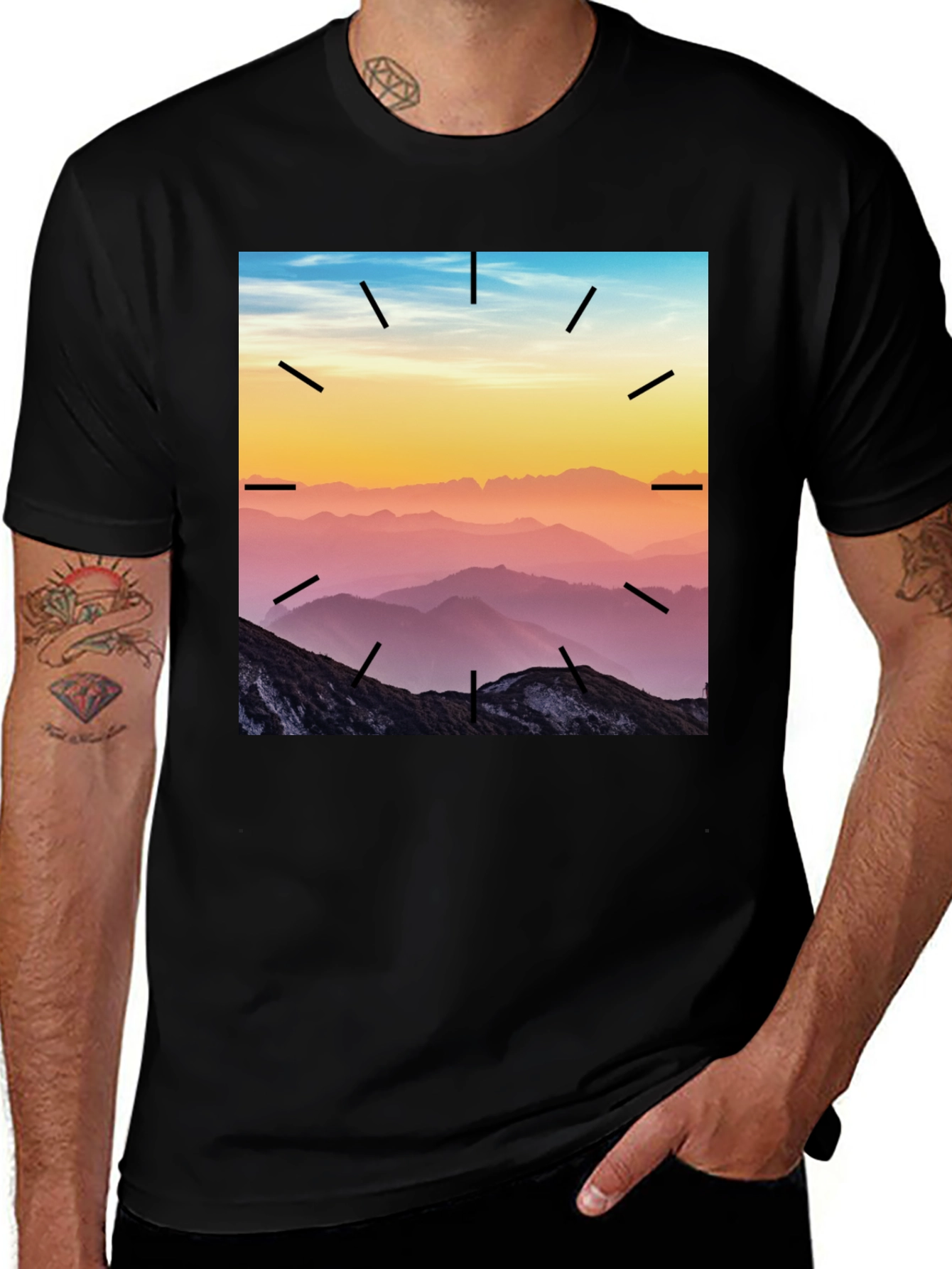 Variant 20 of Mountains Time Graphic Tee - Black