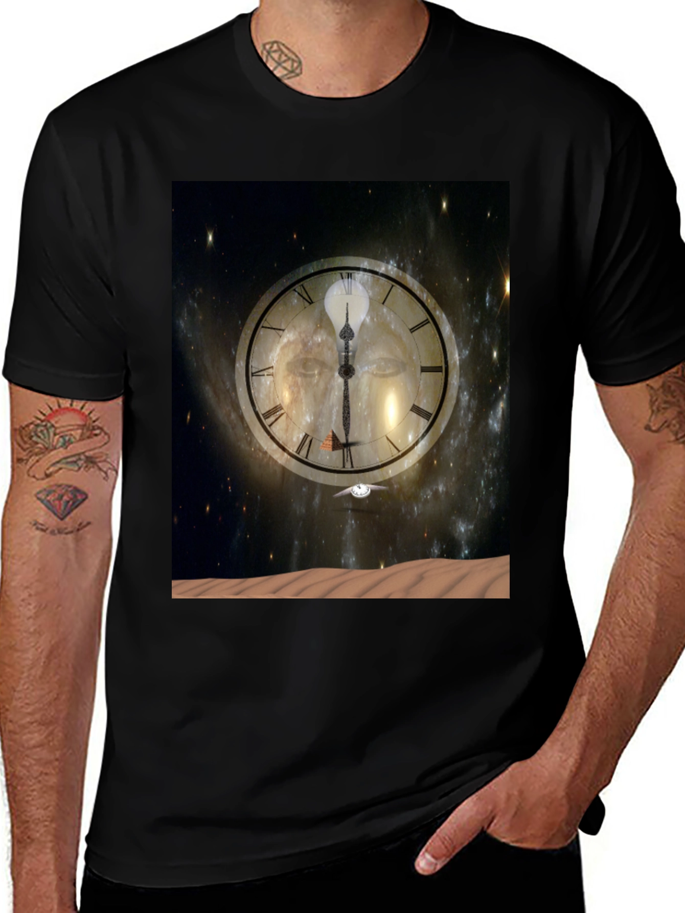 Time & Space Graphic Tee - Black Cotton Comfort