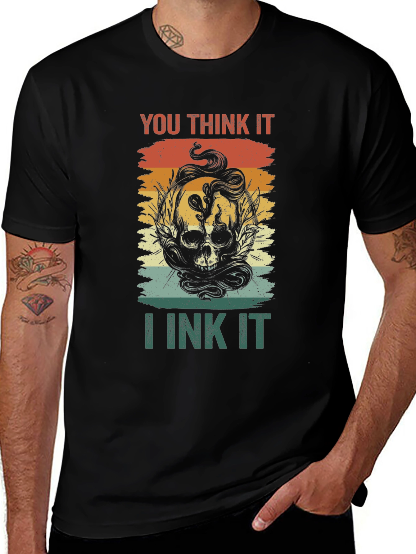 Variant 17 of Skull & Snake Graphic Tee - You Think It, I Ink It