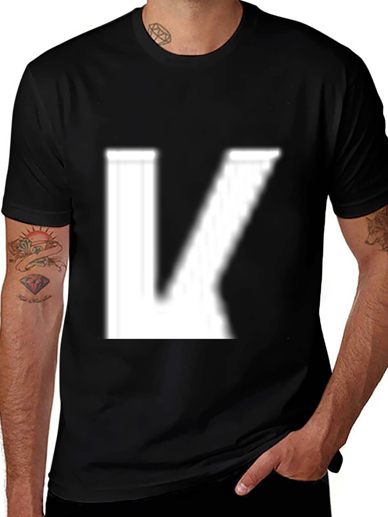 Black Letter K Graphic Print Tee - Modern Style main image