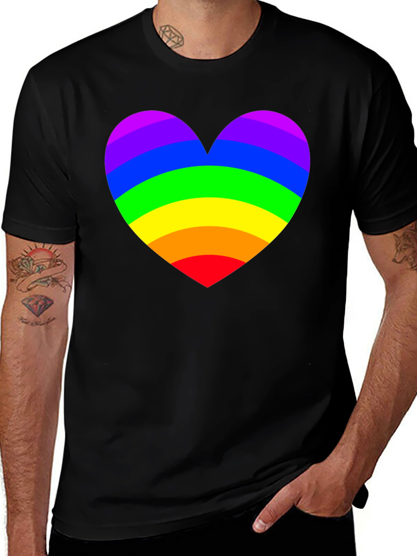 Variant 27 of Rainbow Heart Pride T-Shirt - Soft Cotton Blend