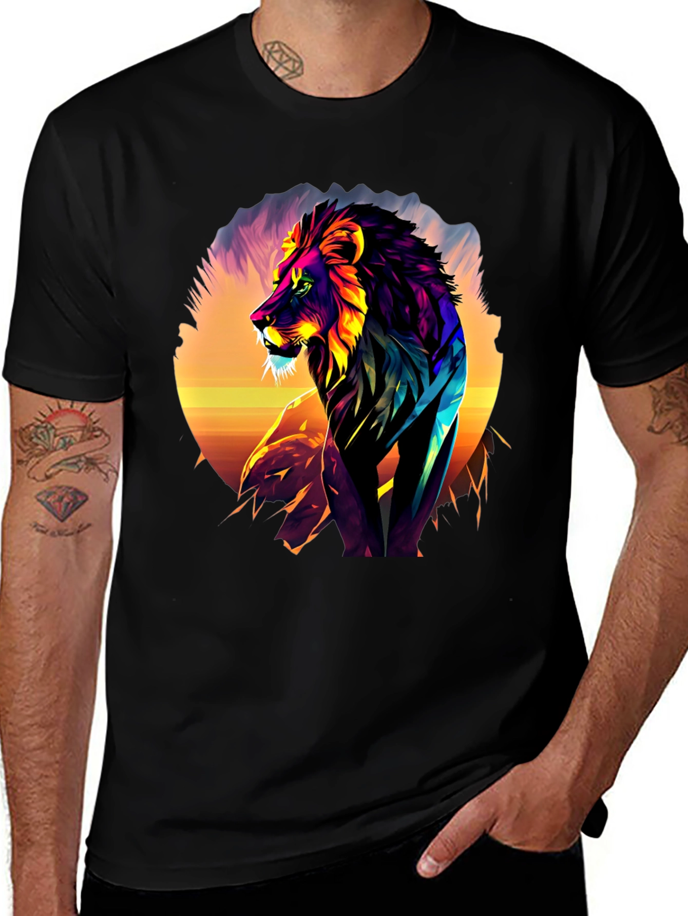 Variant 12 of Vibrant Lion Graphic Tee - Bold Animal Print