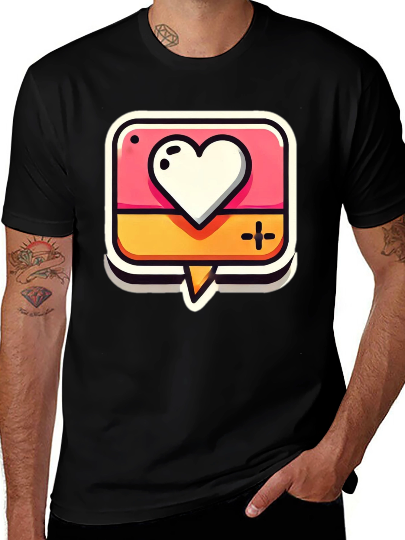 Variant 3 of Heart Like Graphic T-Shirt - Men's Black Tee