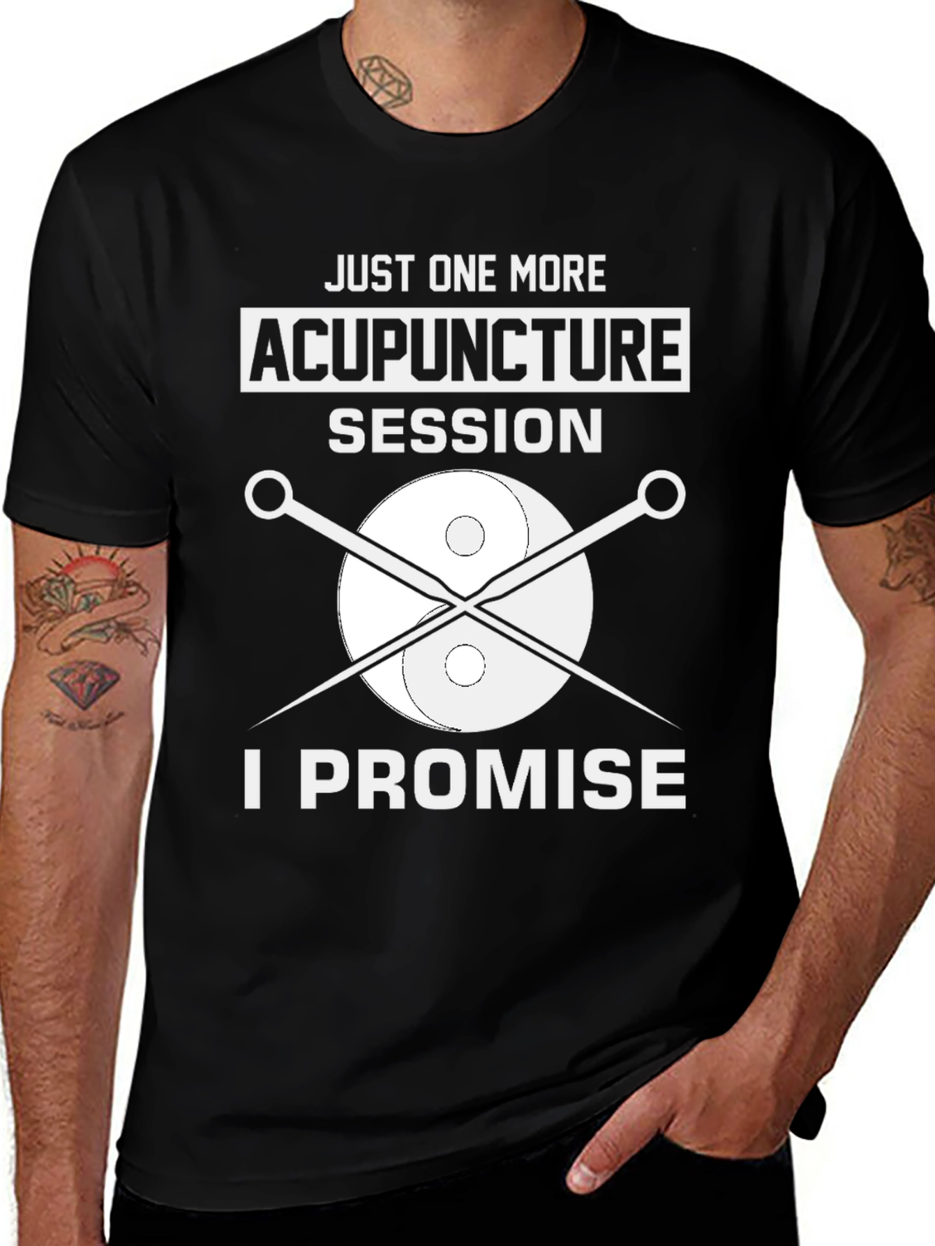 Black Acupuncture Session T-Shirt: Funny Graphic Tee for Health Lovers main image