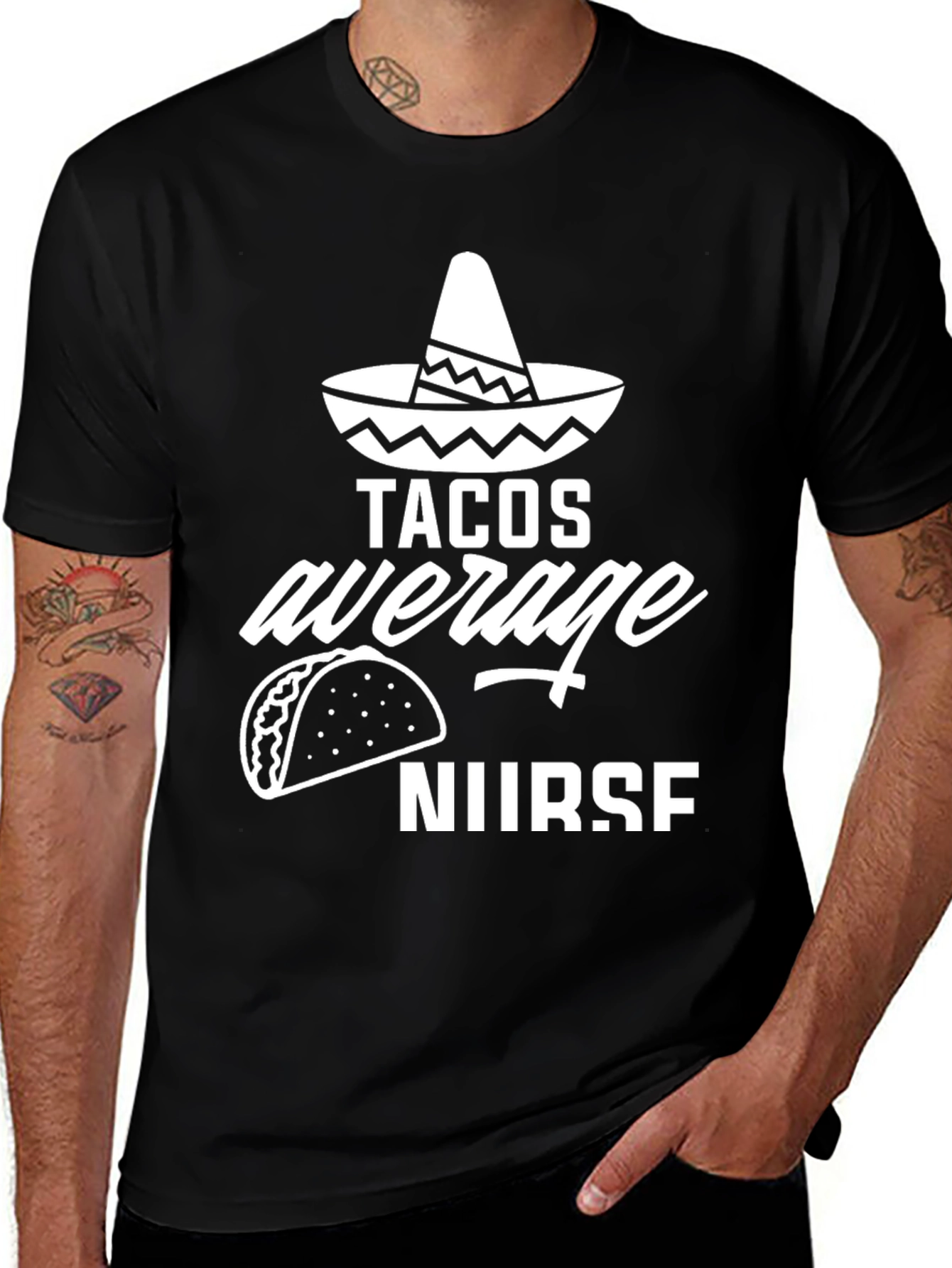 Variant 6 of Tacos Average Nurse Graphic Tee - Black Cotton Blend