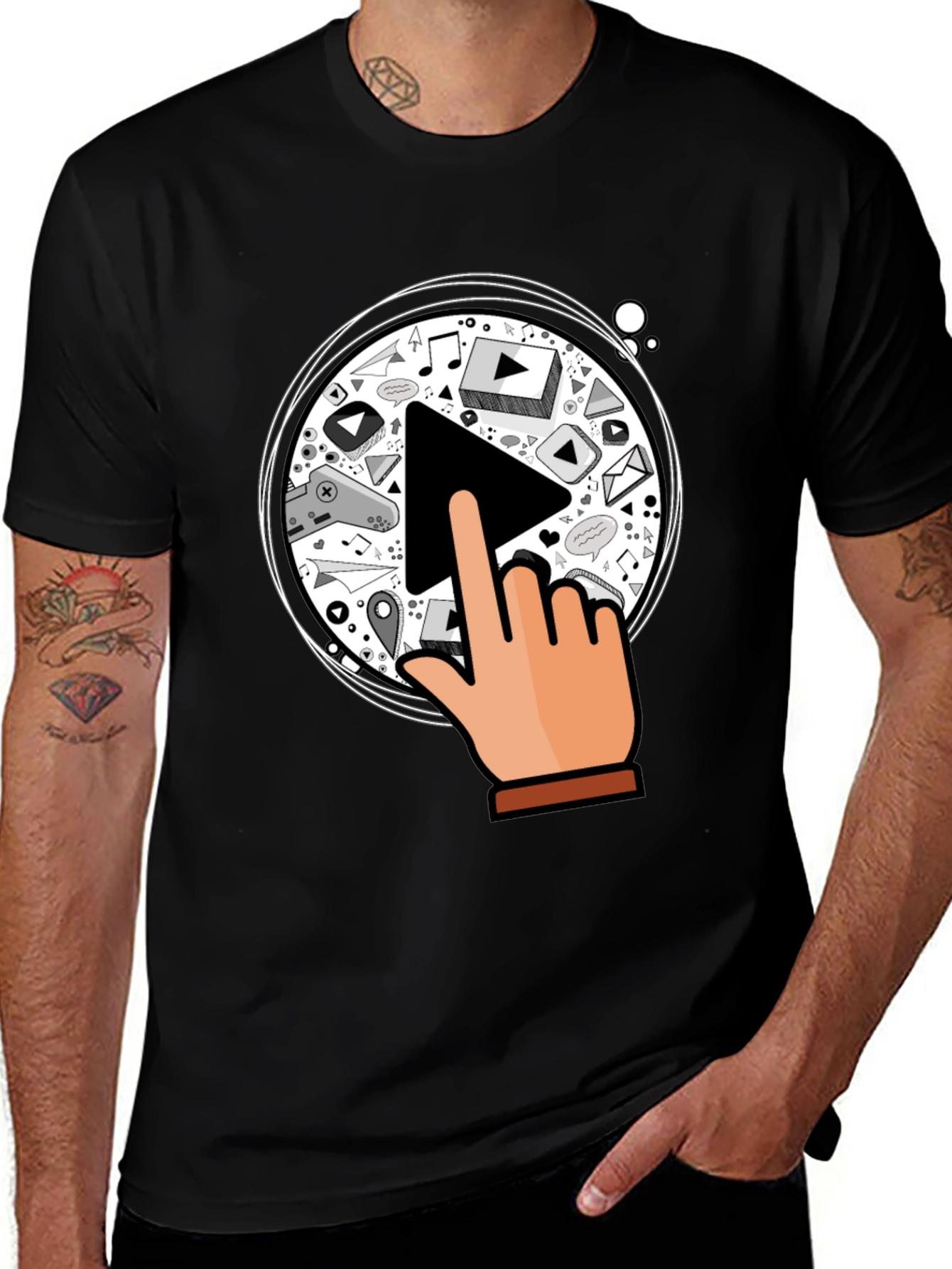 Variant 7 of Play Button Graphic Black T-Shirt