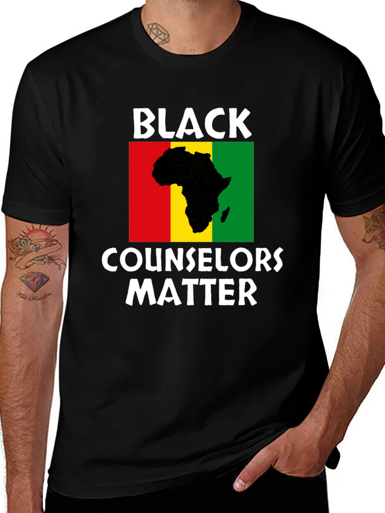 Black Counselors Matter T-Shirt - Pan African Colors