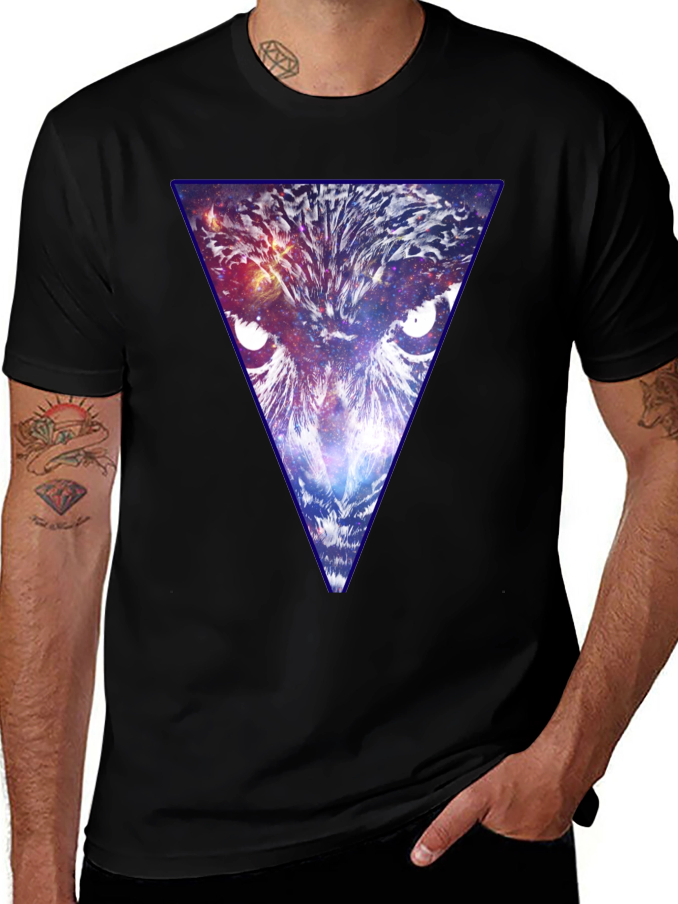 Variant 12 of Cosmic Owl Triangle Graphic T-Shirt