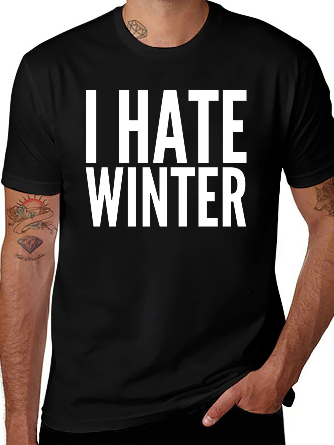 Variant 20 of I Hate Winter Black T-Shirt Novelty Tee