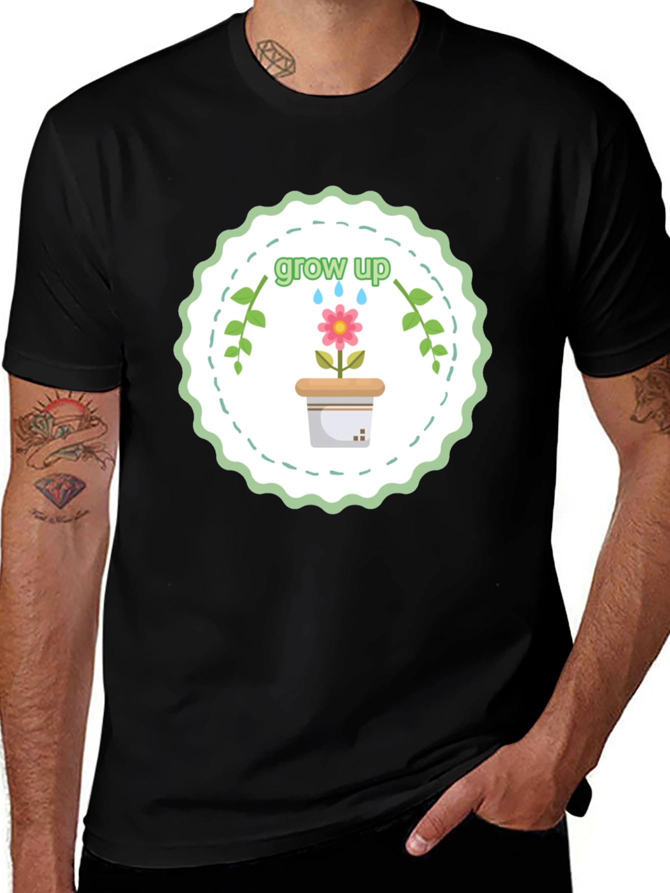 Grow Up T-Shirt - Floral Design, Soft Cotton