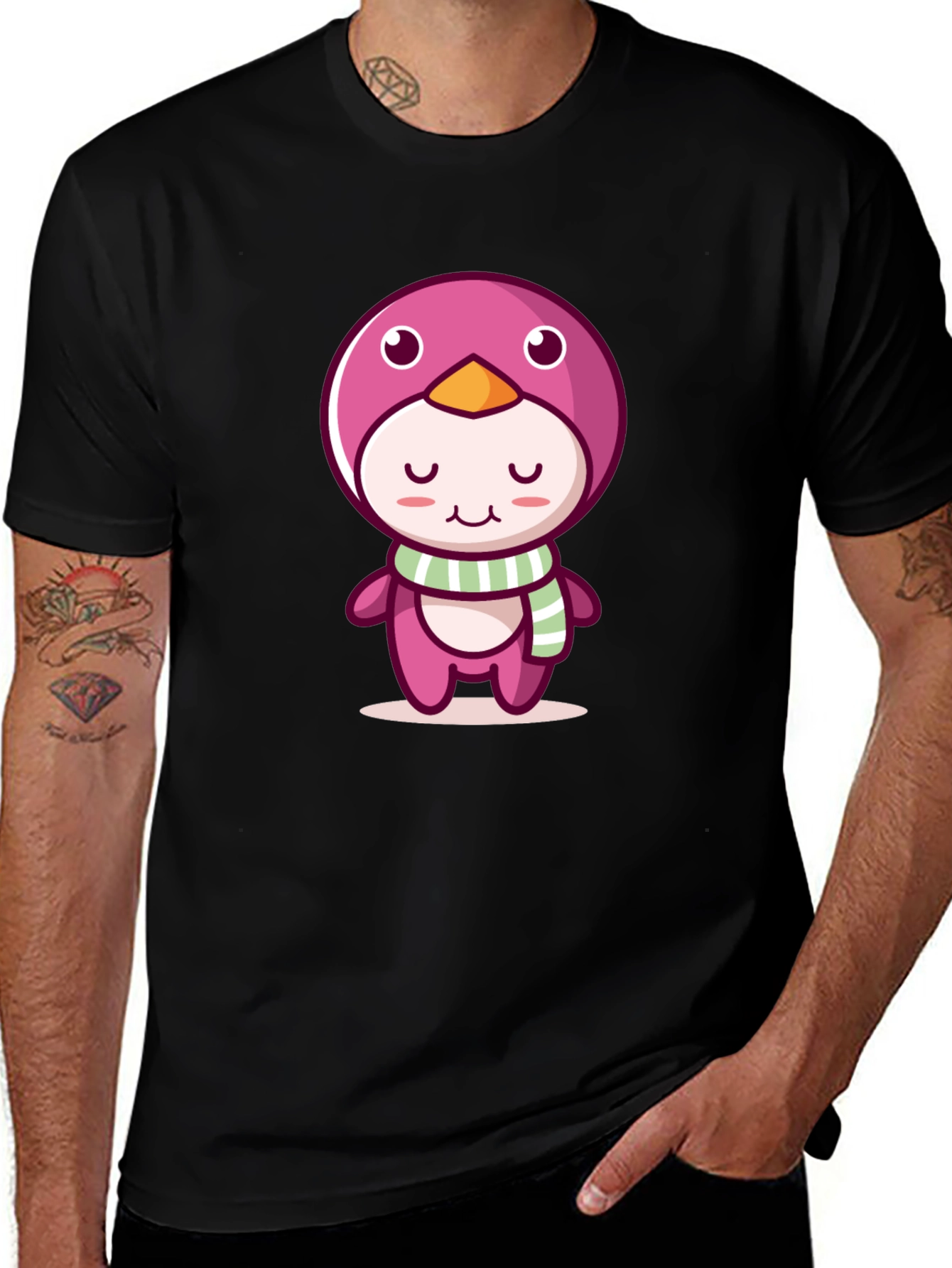 Variant 27 of Cute Cartoon Penguin Black T-Shirt