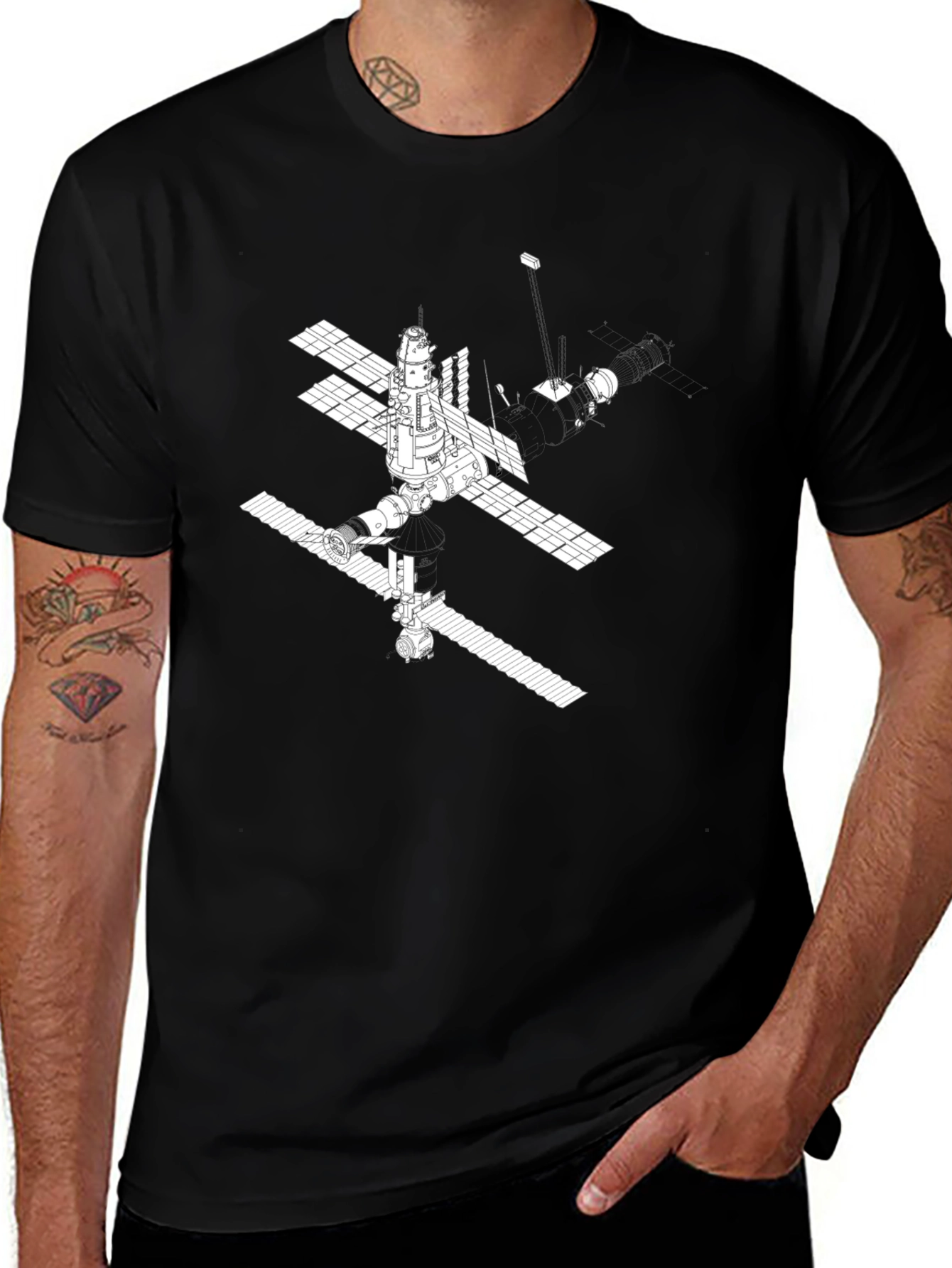 Variant 11 of Space Station Graphic Tee - Black