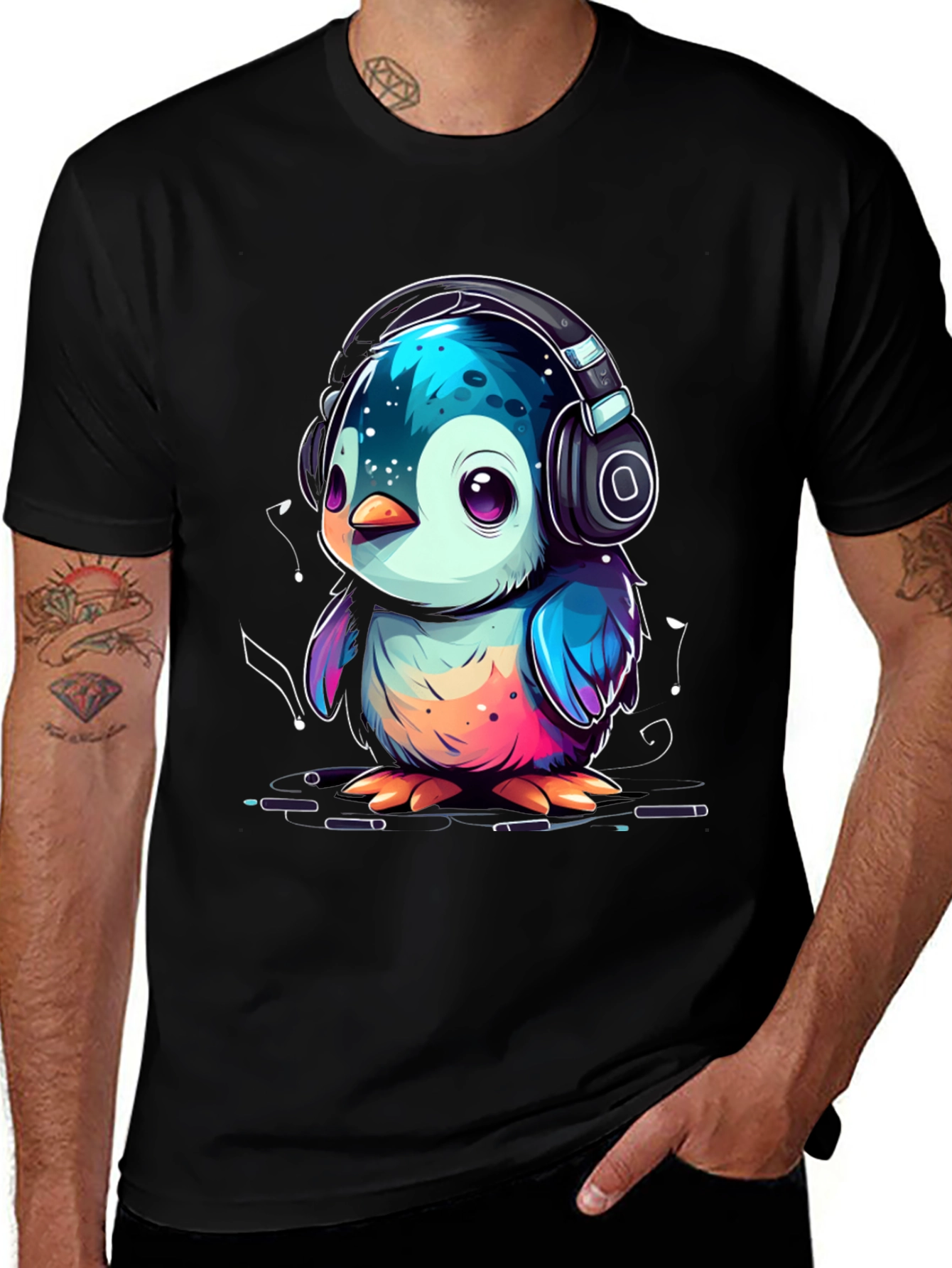 Variant 19 of Penguin Headphone Graphic Tee - Cool Animal Lover Shirt