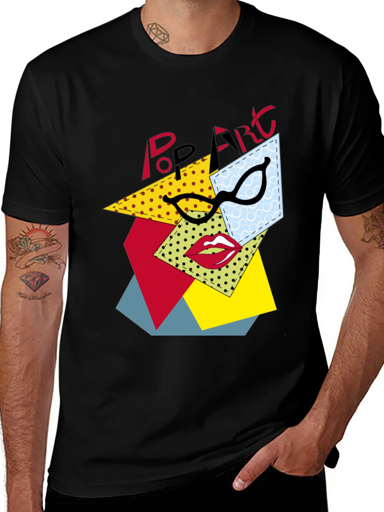 Pop Art Graphic Print Black T-Shirt