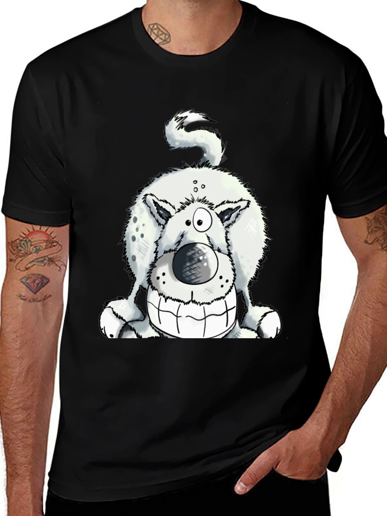Variant 3 of Funny Dog Graphic Tee - Black Cotton T-Shirt