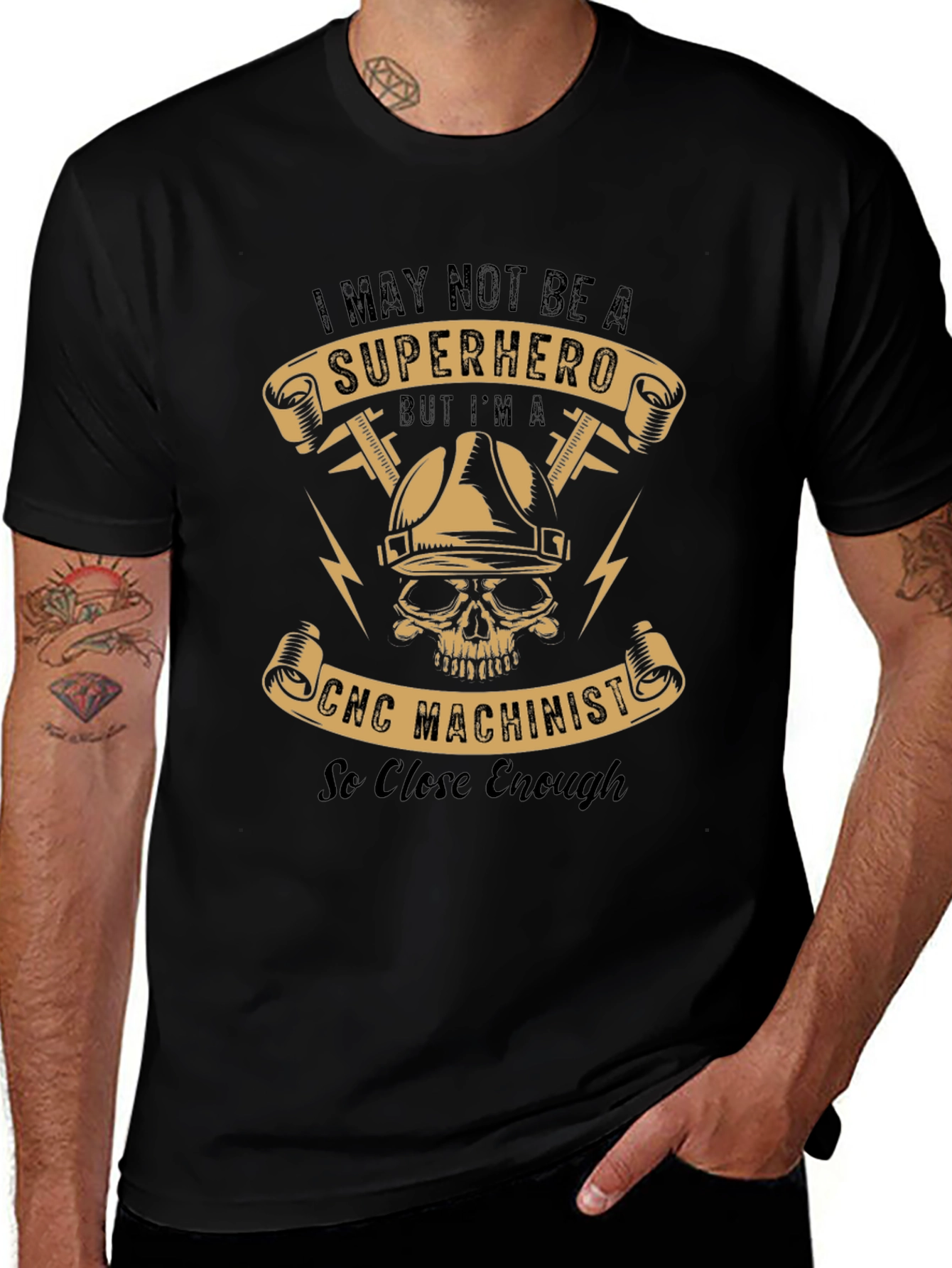 CNC Machinist Superhero Graphic T-Shirt